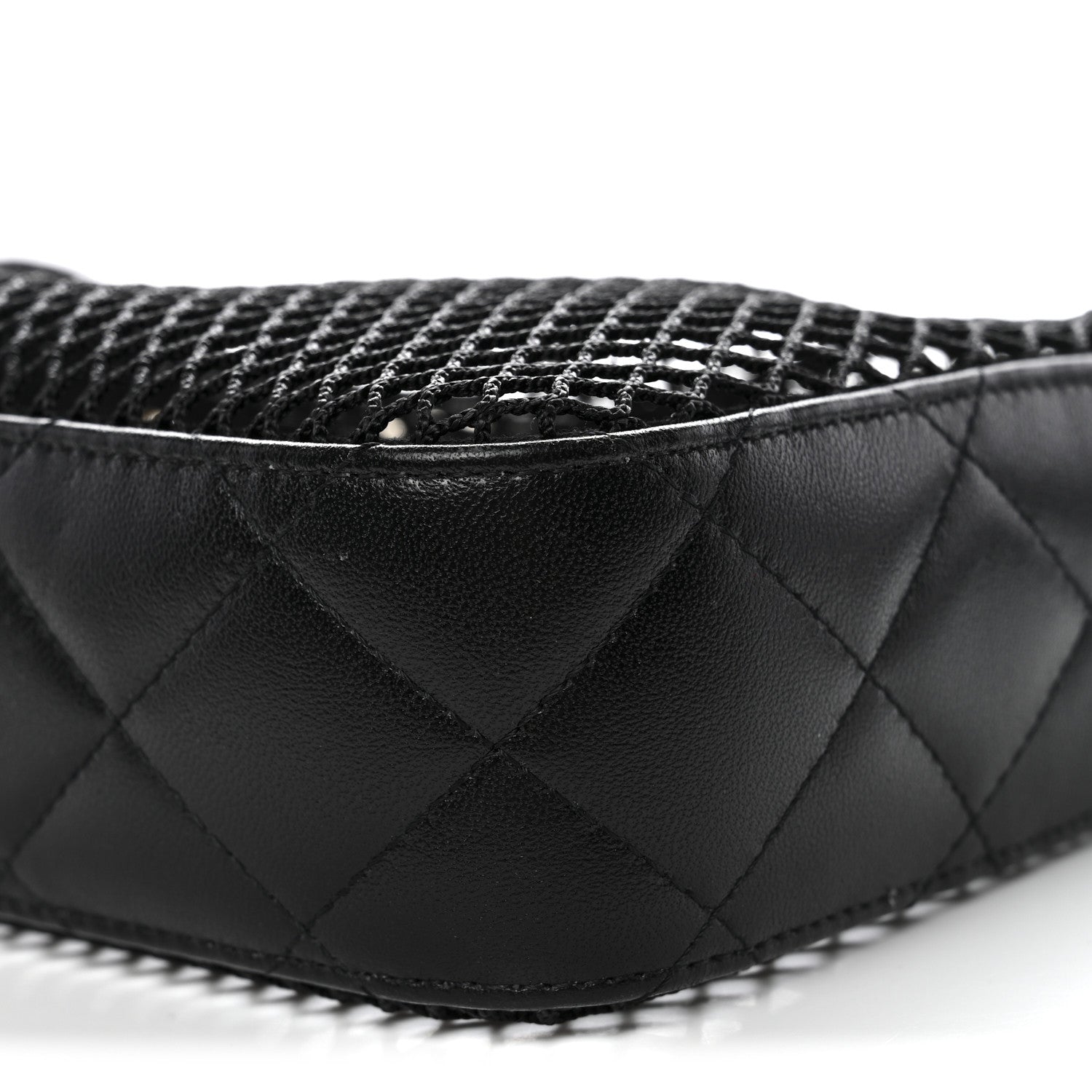Chanel Mesh Shiny Lambskin Clutch With Chain Black