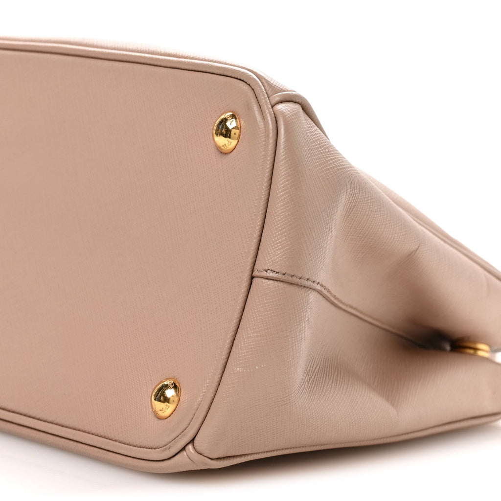 Prada Saffiano Small Galleria Double Zip Tote Cammeo