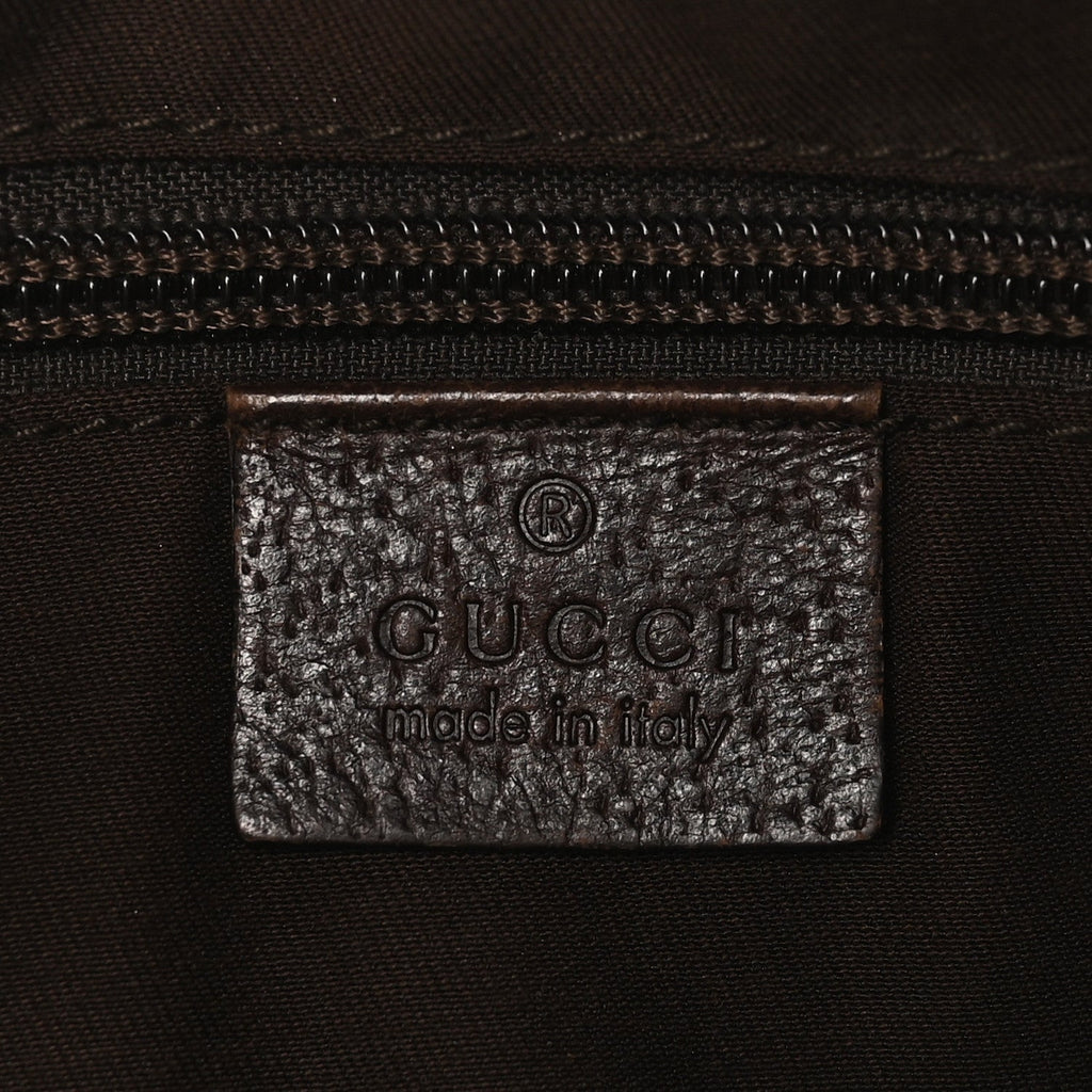 Gucci Monogram Web Medium Half Moon Hobo Dark Brown