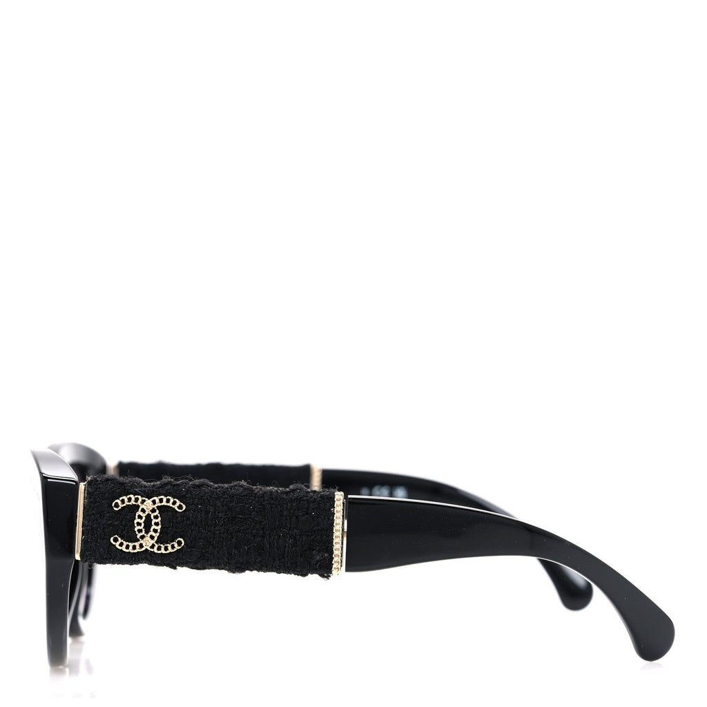 Acetate Tweed Wool CC Chain Sunglasses 5513 Black