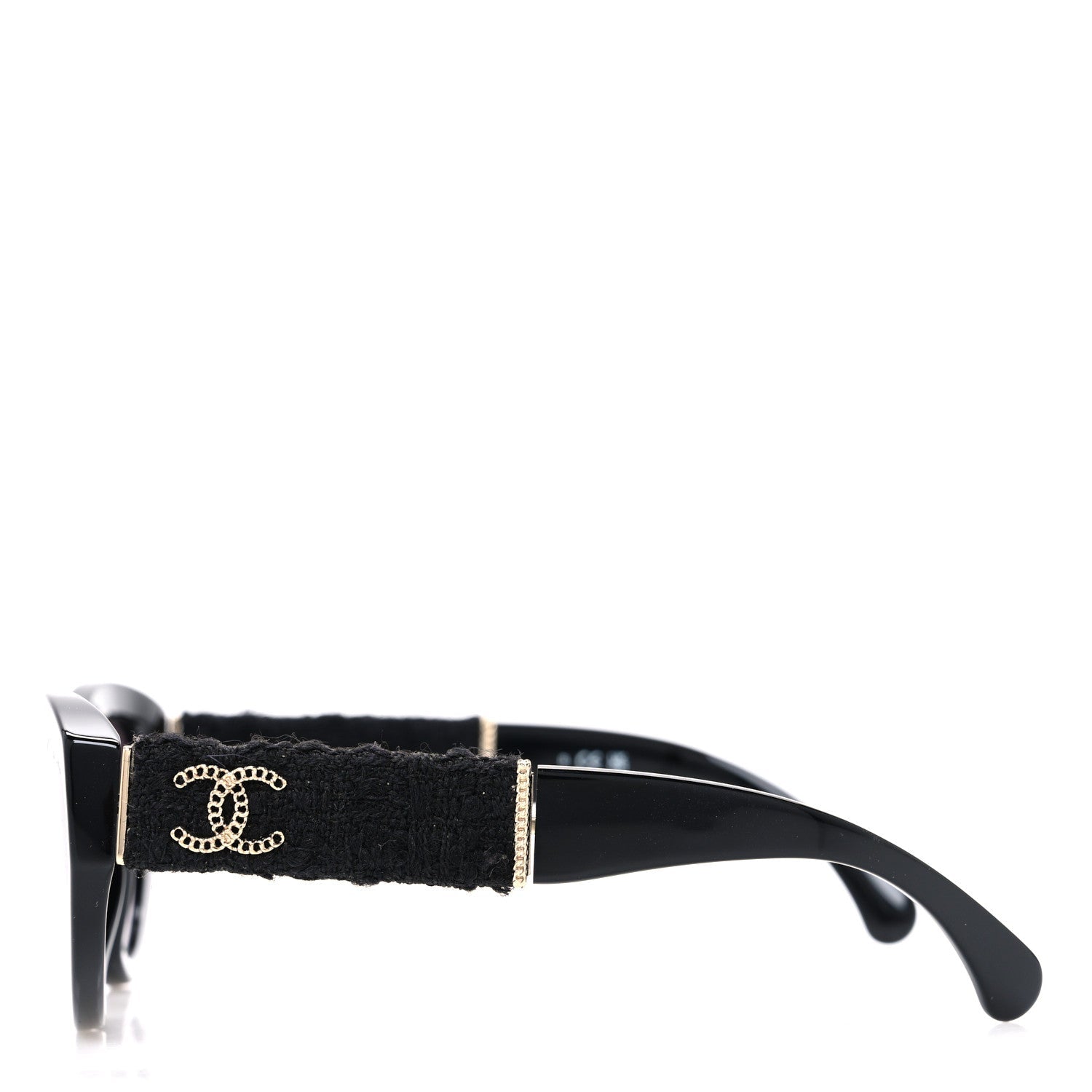 Acetate Tweed Wool CC Chain Sunglasses 5513 Black
