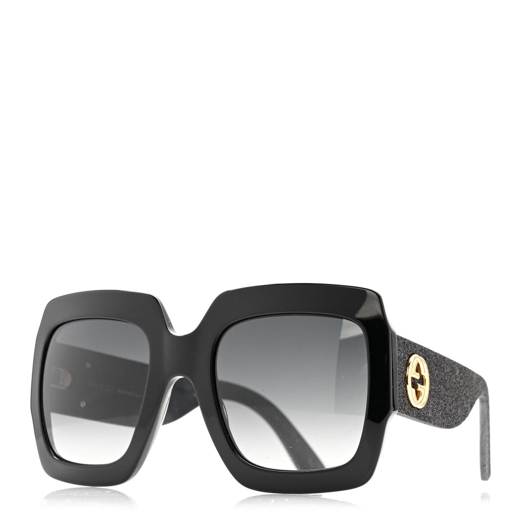 Gucci Square Frame GG0102S Sunglasses Glitter Black