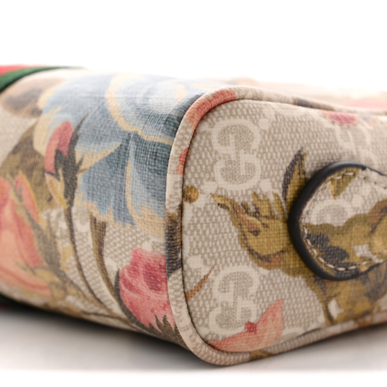 Gucci GG Supreme Monogram Water Flora Web Mini Ophidia Shoulder Bag Beige White Multicolor