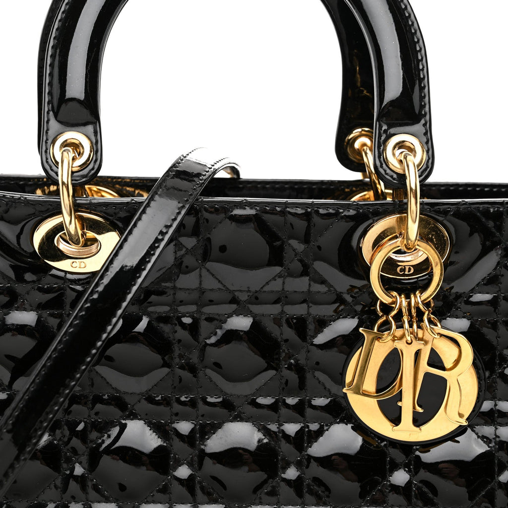 Christian Dior Patent Cannage Large Lady Dior Black