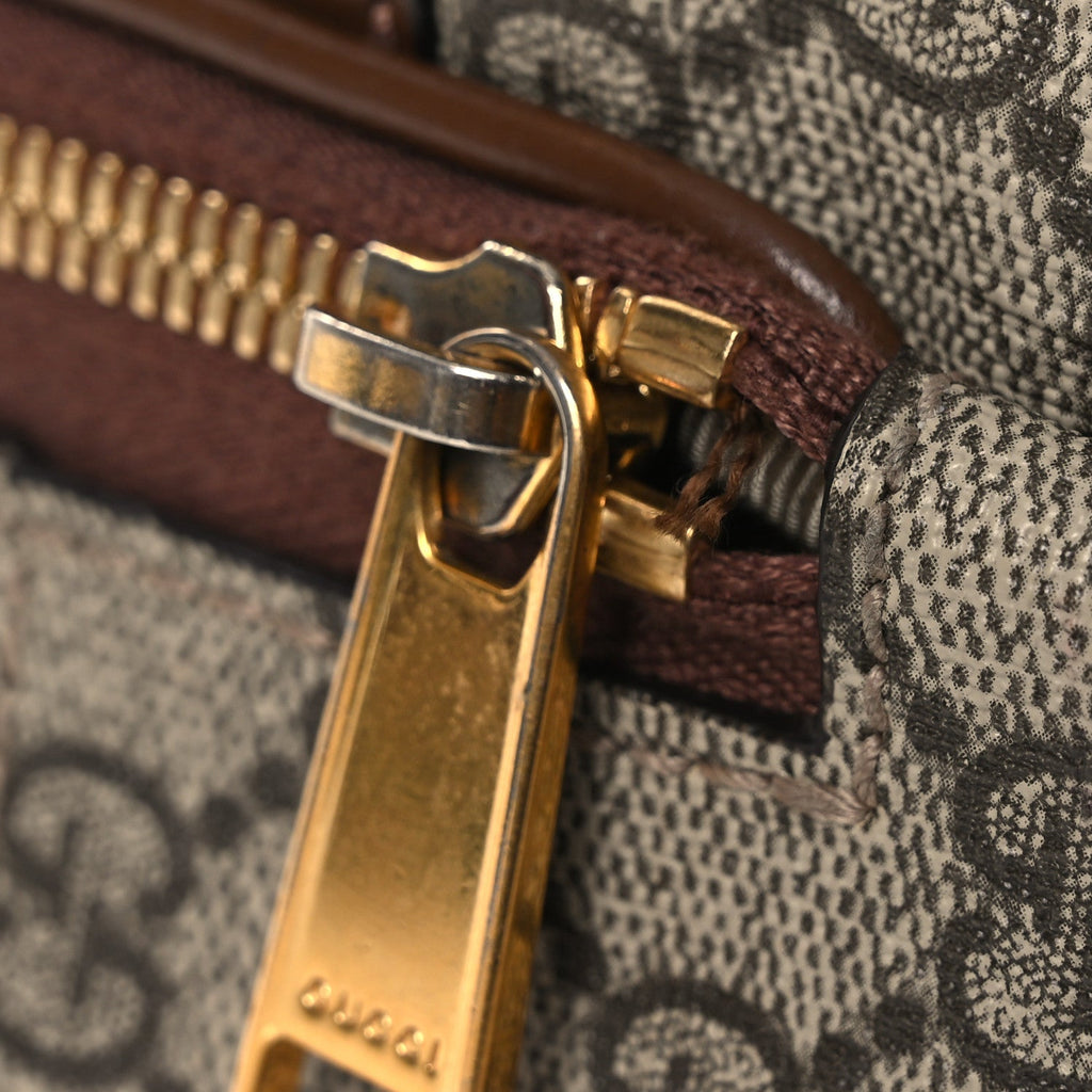 Gucci GG Supreme Monogram Azalea Calfskin Retro Interlocking G Multi-Function Bag Beige Ebony Brown Sugar