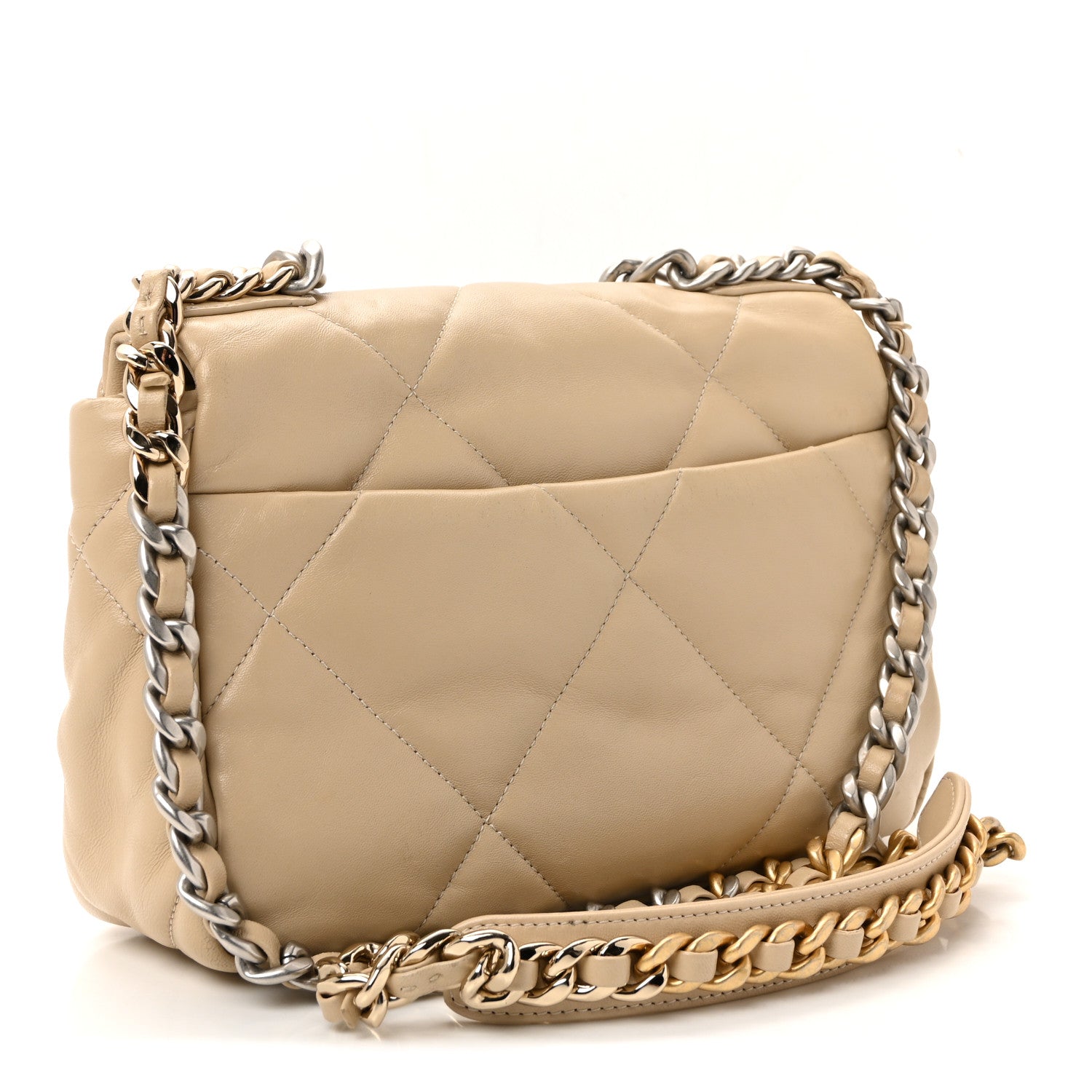 Chanel Lambskin Quilted Medium Chanel 19 Flap Beige