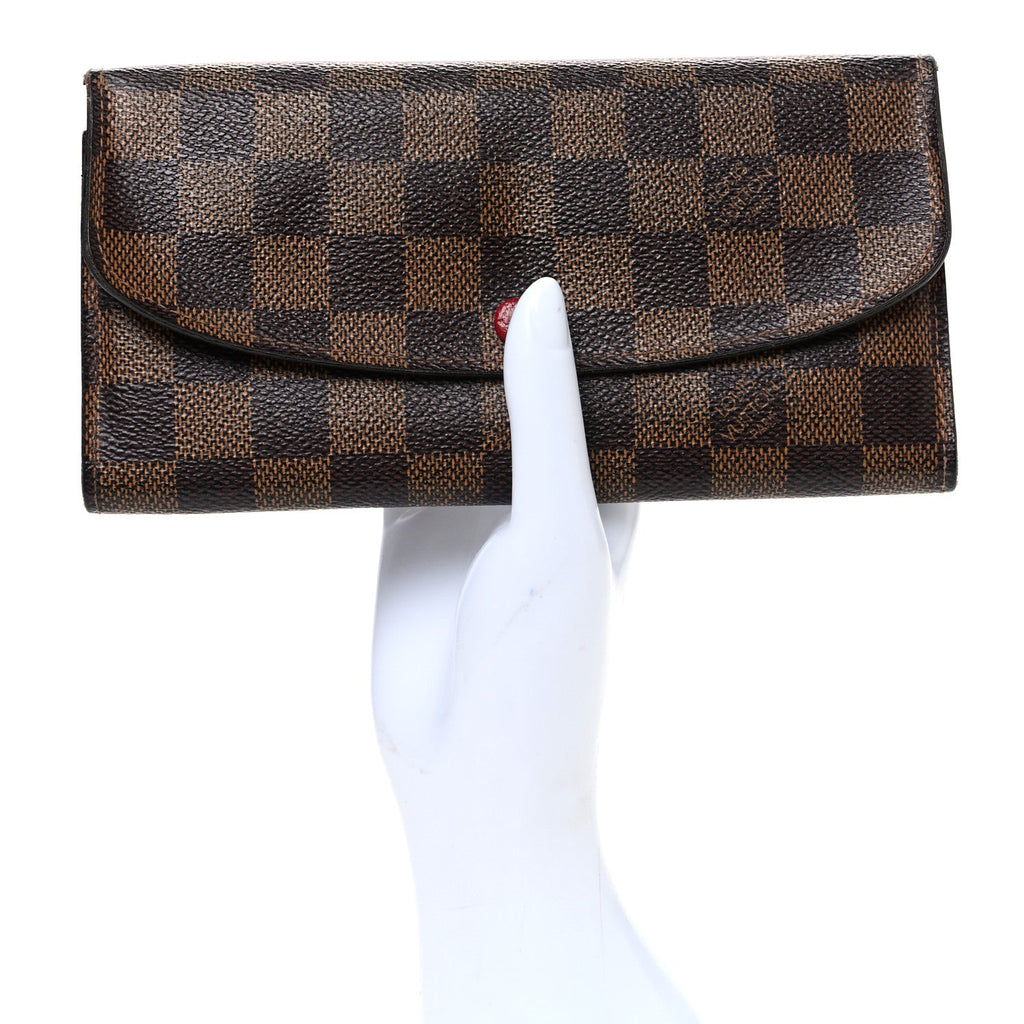 Louis Vuitton Damier Ebene Emilie Wallet Red