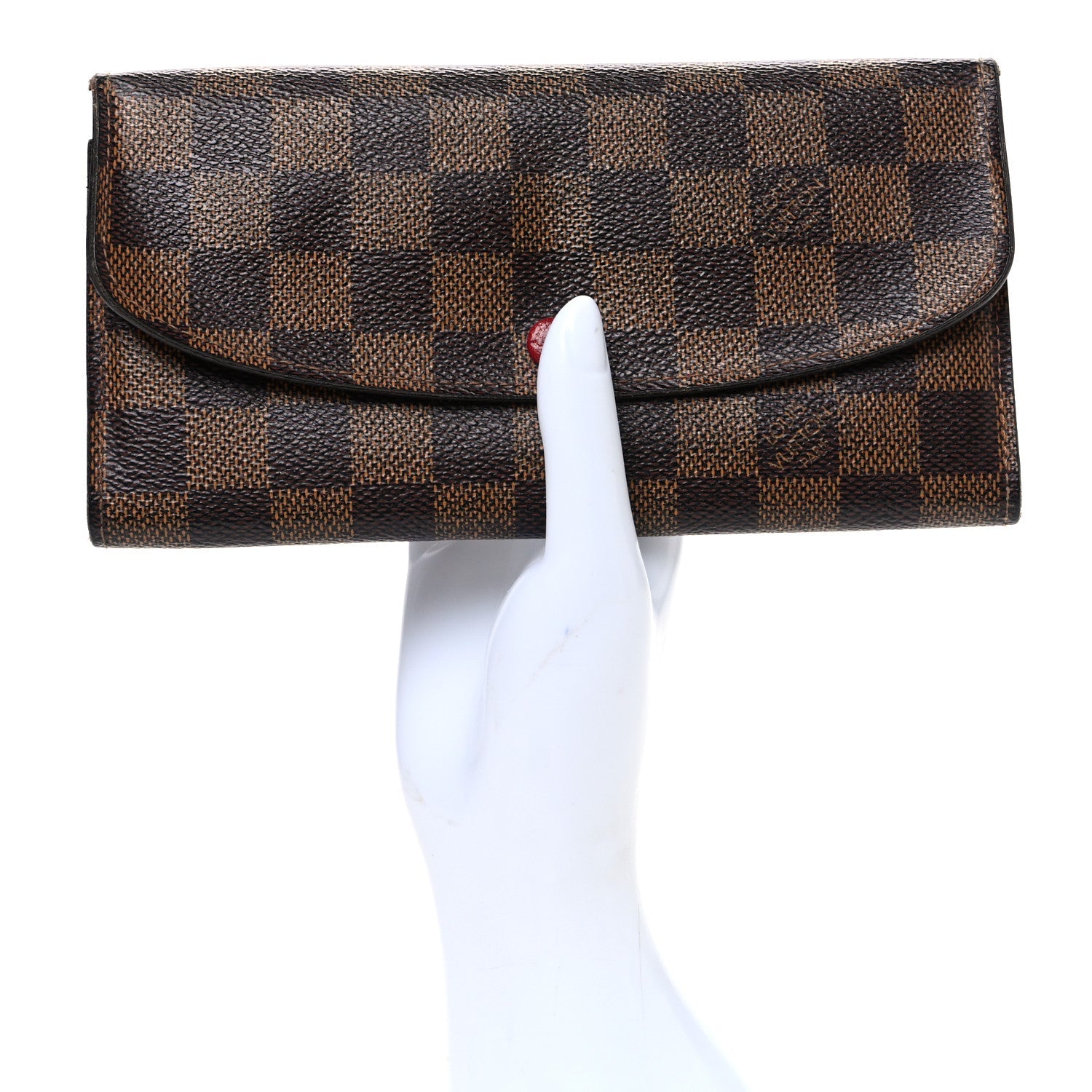 Louis Vuitton Damier Ebene Emilie Wallet Red
