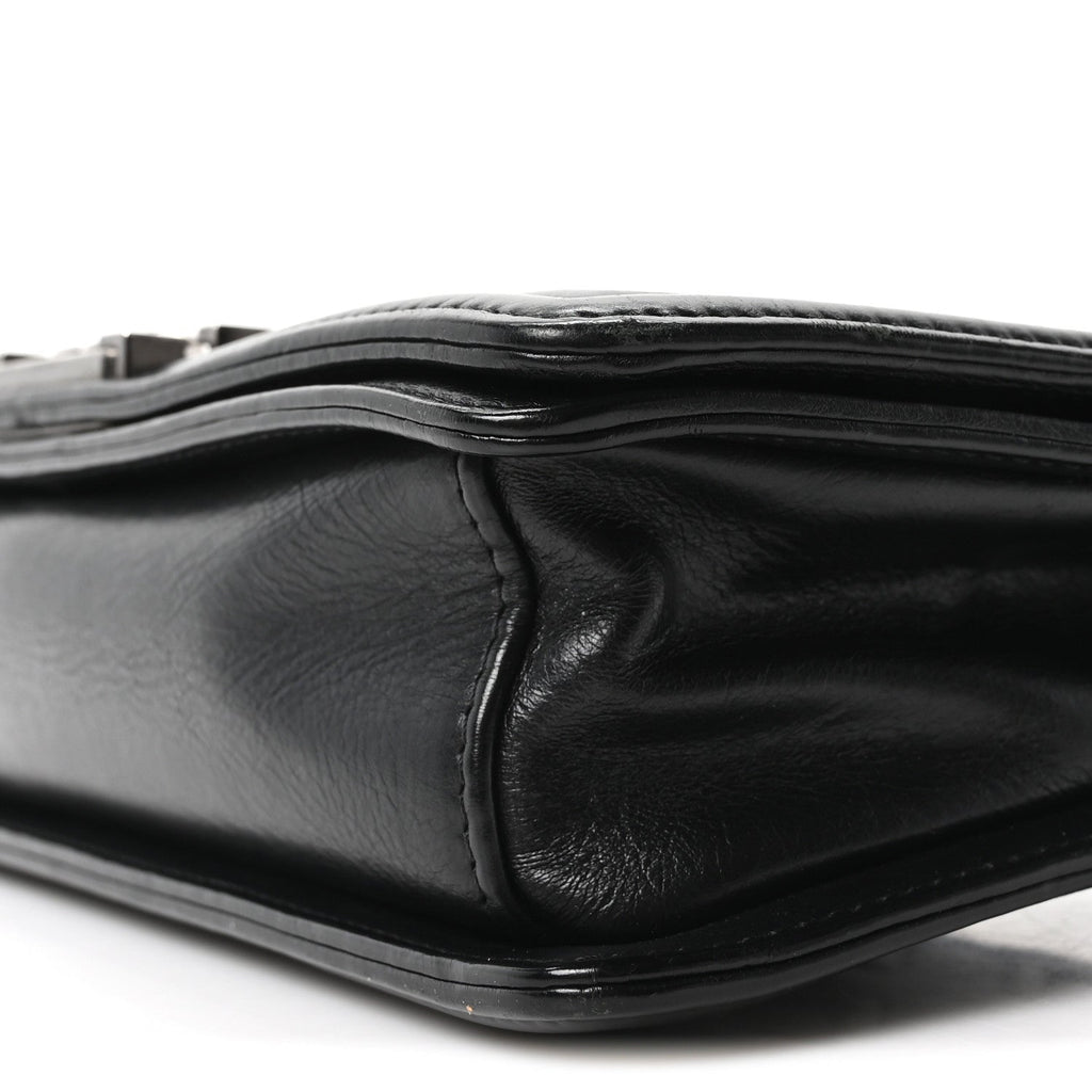 Chanel Calfskin Crystal Embossed Medium Boy Flap Black