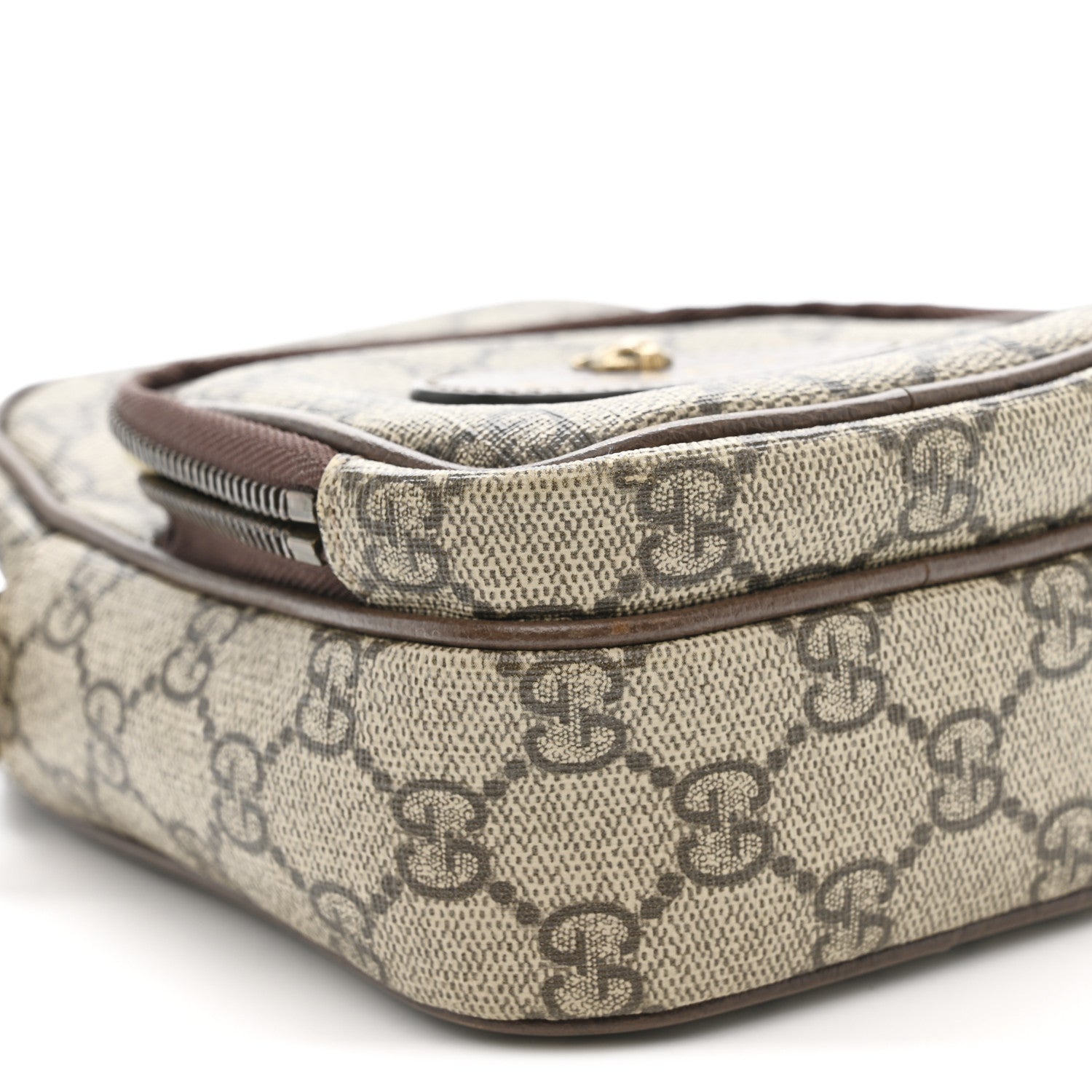 Gucci GG Supreme Monogram Mini Neo Vintage Double Zip Messenger Bag Beige New Acero Crop