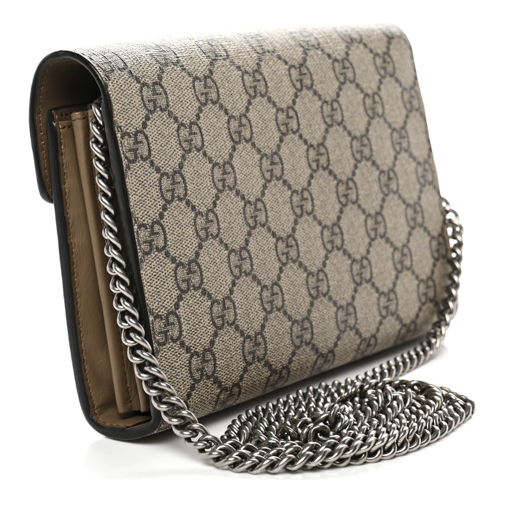 Gucci GG Supreme Monogram Mini Dionysus Chain Wallet Beige Taupe