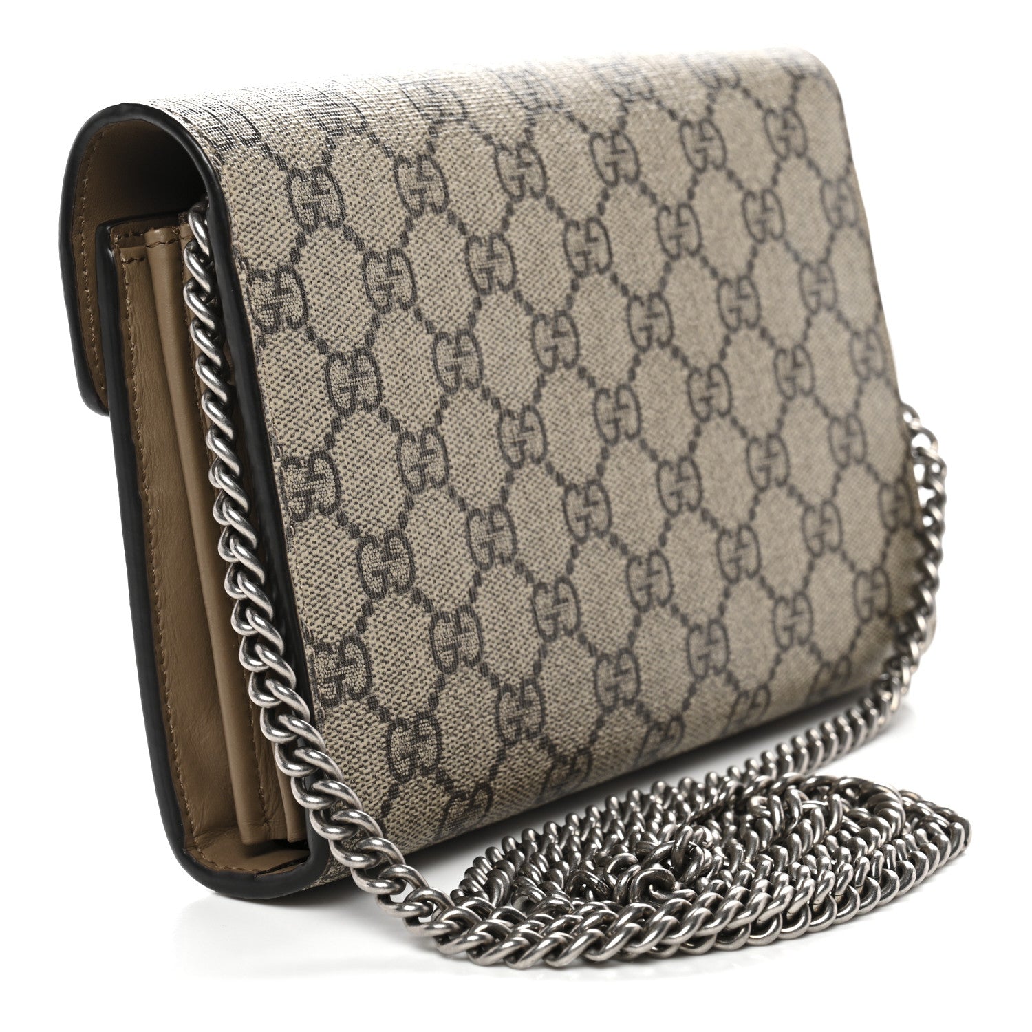 Gucci GG Supreme Monogram Mini Dionysus Chain Wallet Beige Taupe