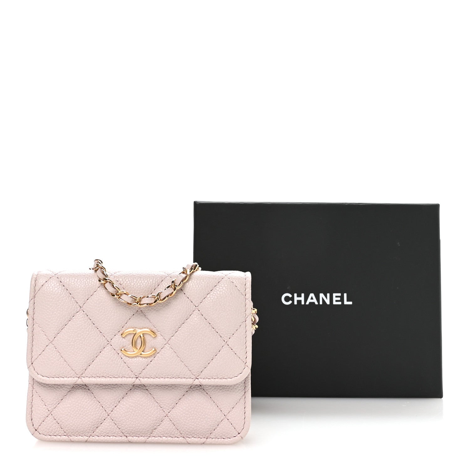 Chanel Caviar Quilted Miss Coco Clutch With Chain Light Purple
