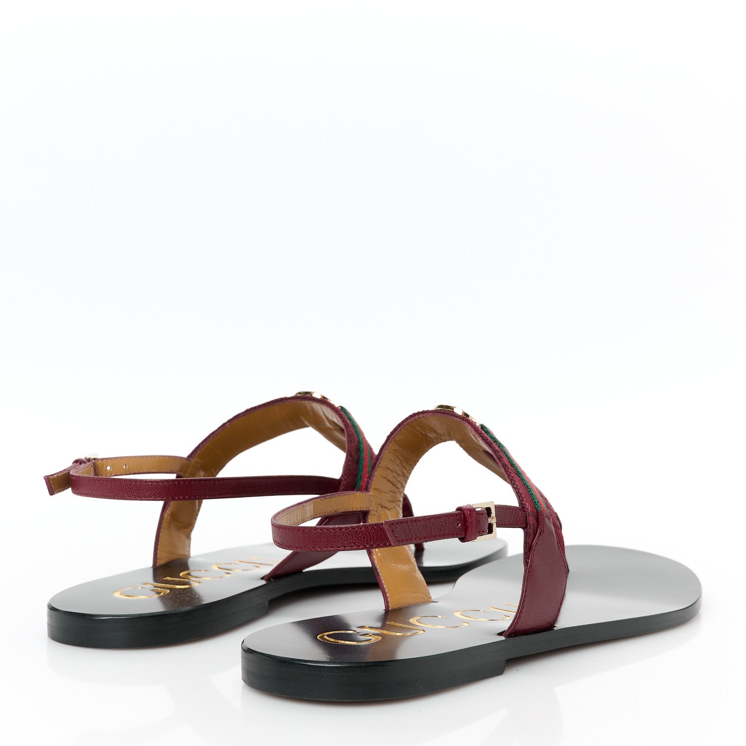 Gucci New Canvas GG Malaga Kid Web Interlocking G Womens Thong Sandals 40.5 Rosso Ancora