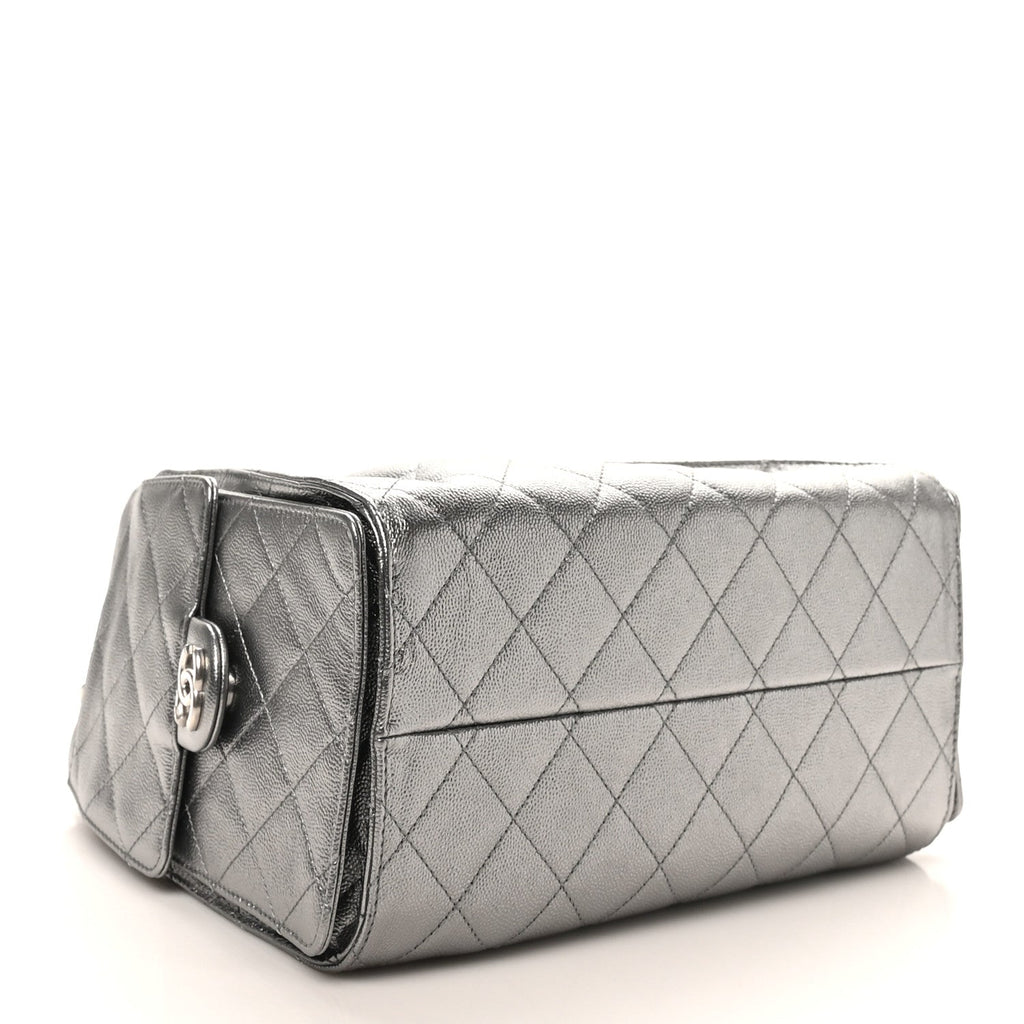 Chanel Metallic Caviar Quilted Small Chanel 25 Handbag Anthracite