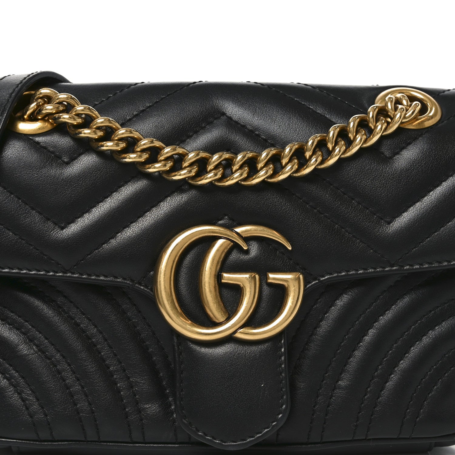 Gucci Calfskin Matelasse Mini GG Marmont Shoulder Bag Black