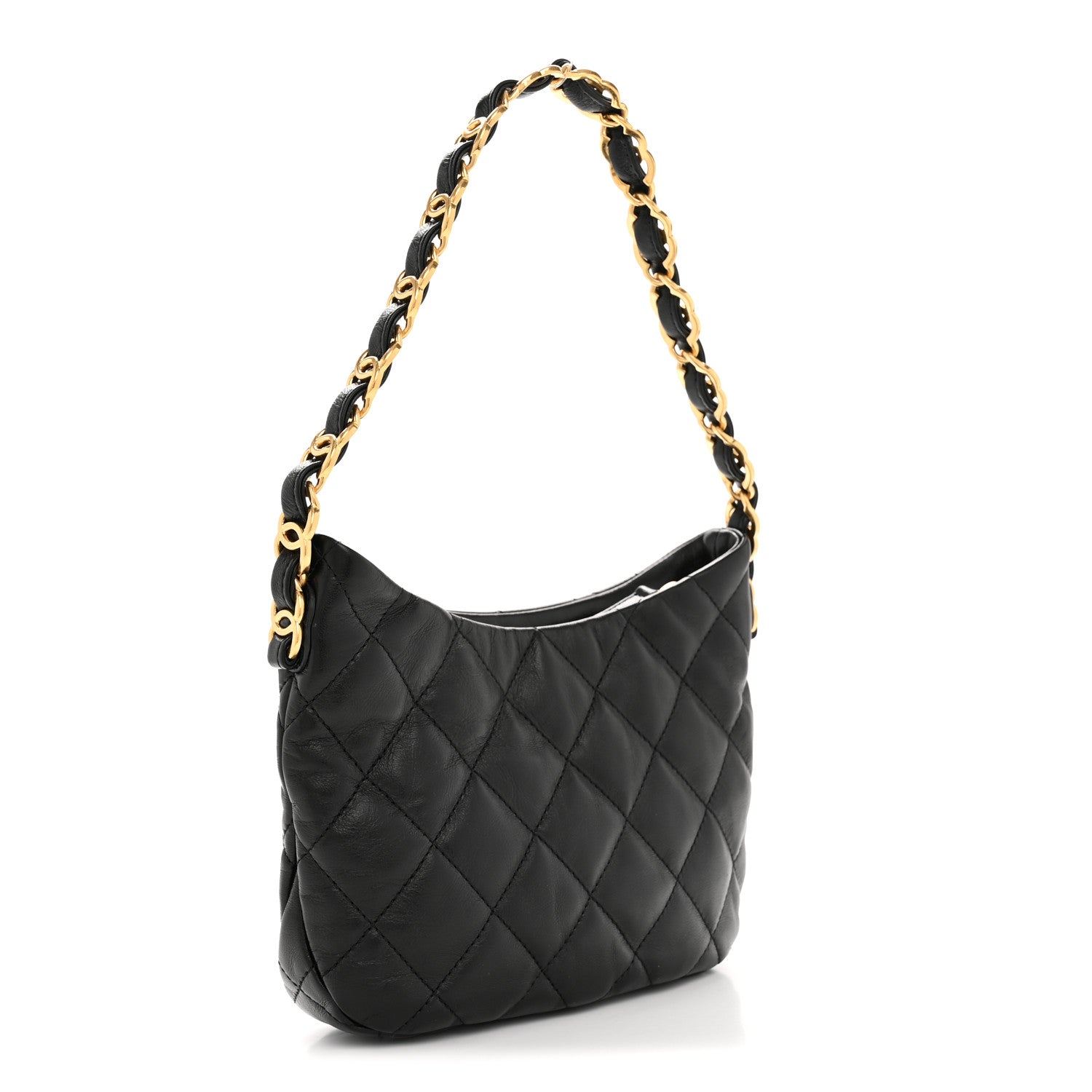 Chanel Lambskin Quilted CC Links Hobo Black