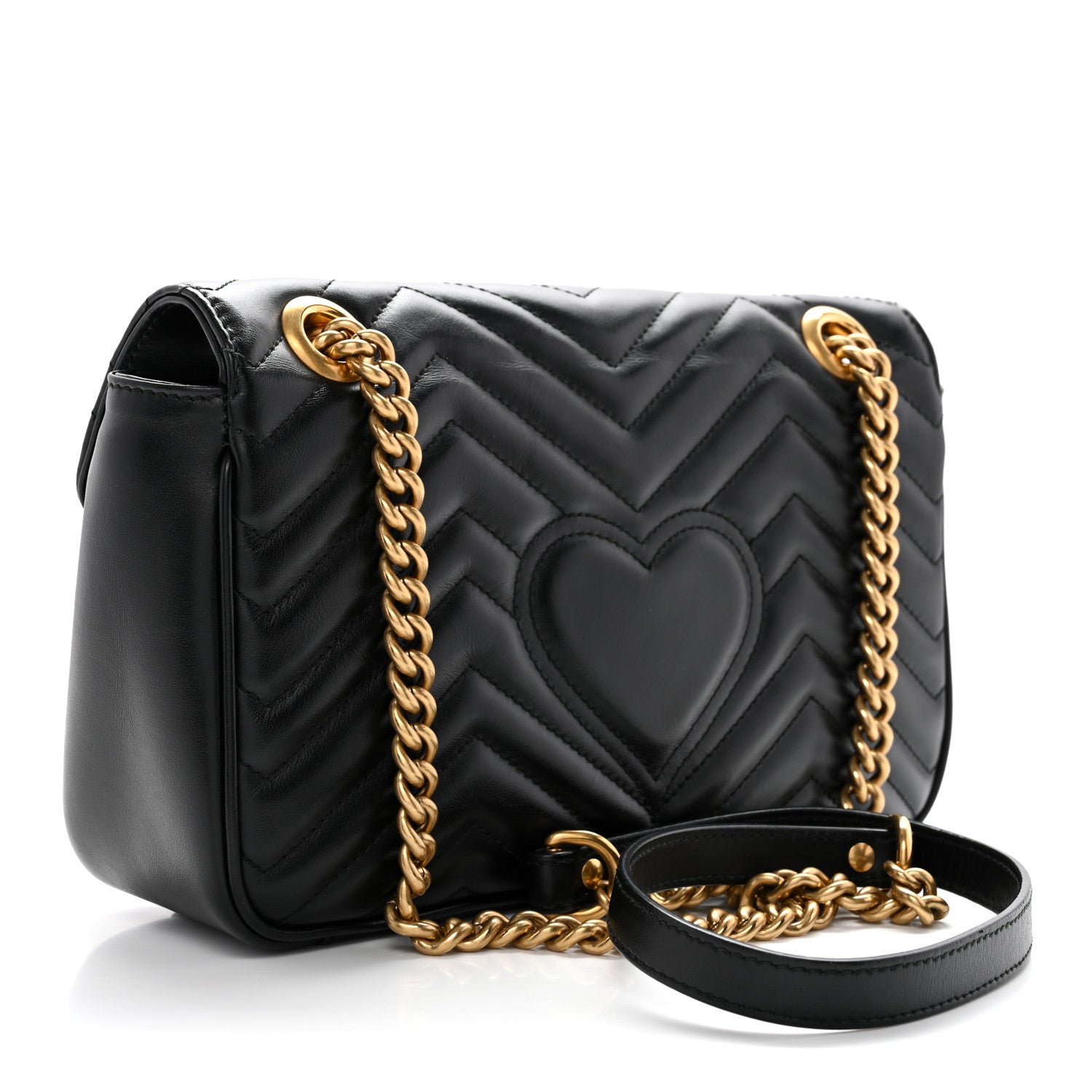 Gucci Calfskin Matelasse Small GG Marmont Shoulder Bag Black