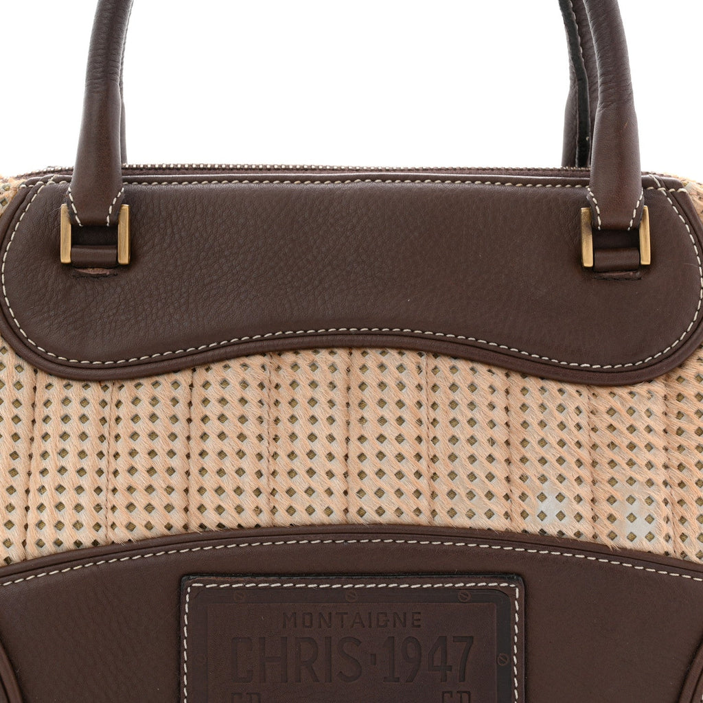 Christian Dior Pony Hair Calfskin Cadillac Tote Brown