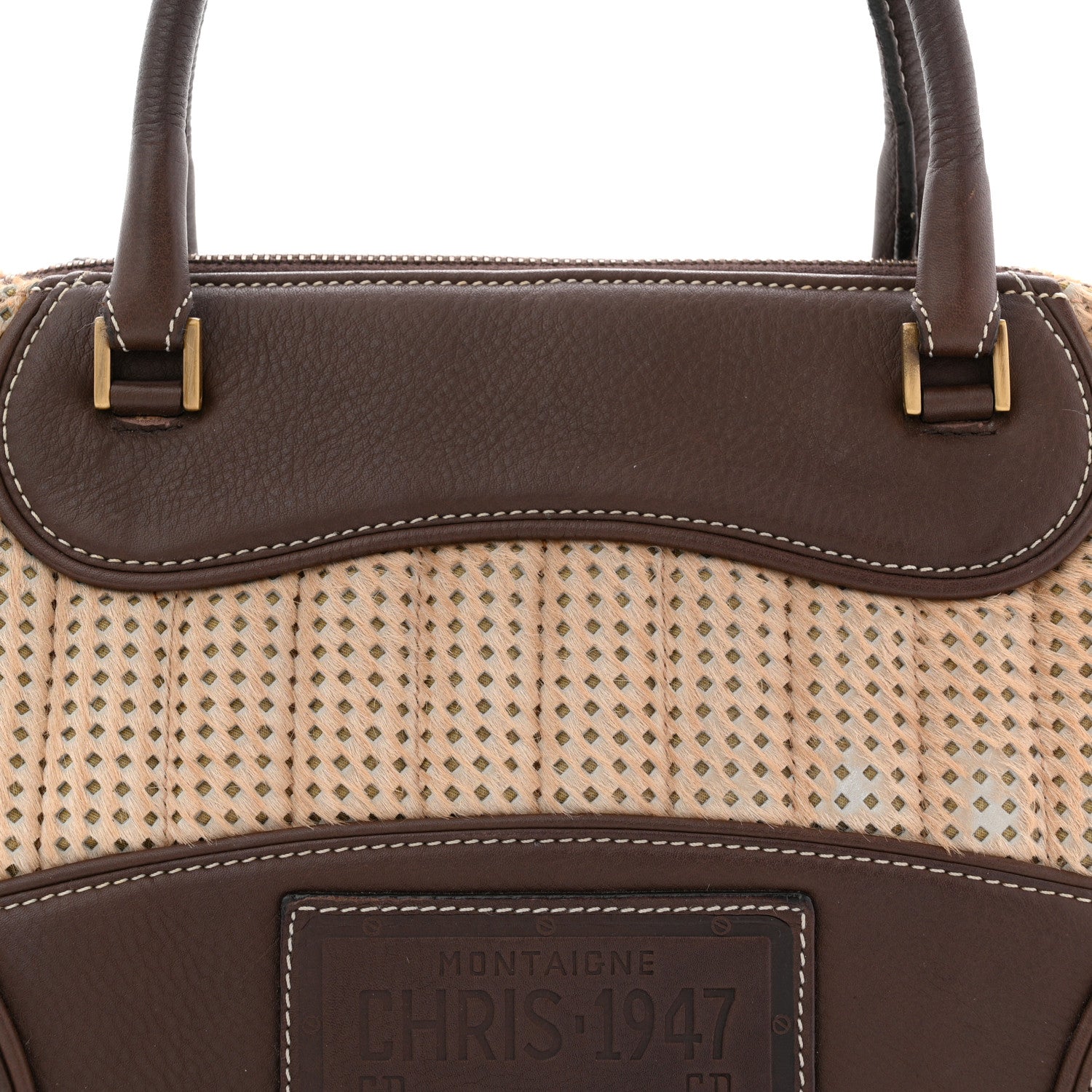 Christian Dior Pony Hair Calfskin Cadillac Tote Brown