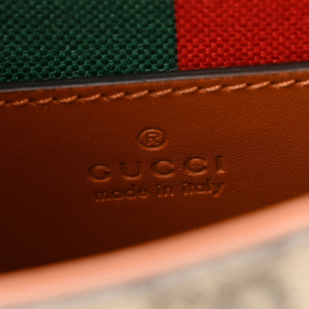 Gucci X DANS LE VERT Textured Dollar Calfskin GG Supreme Monogram Web Mini Horsebit 1955 Shoulder Bag Dusty Azure Beige Ebony