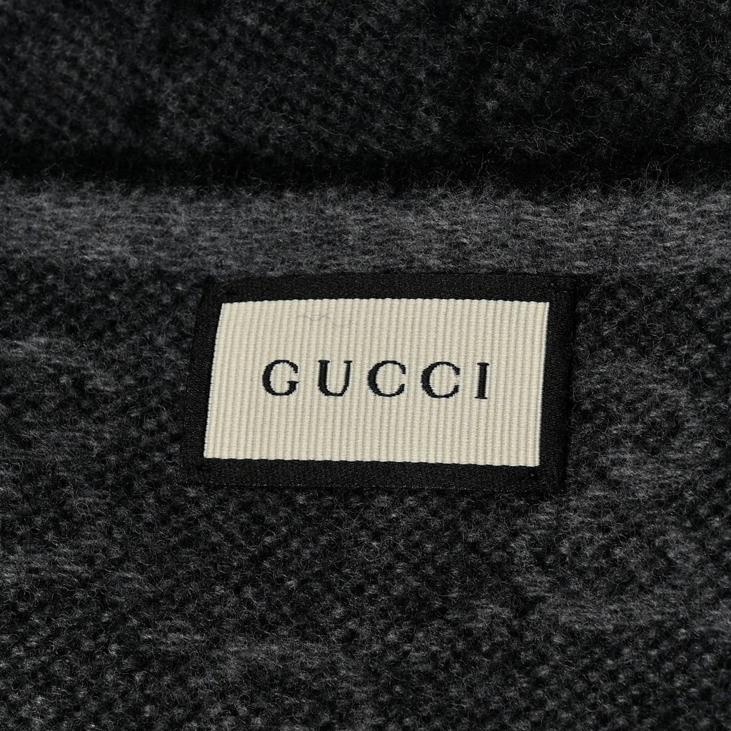 Gucci Wool Angora Monogram Web New Nikky Scarf Lead Dark Green
