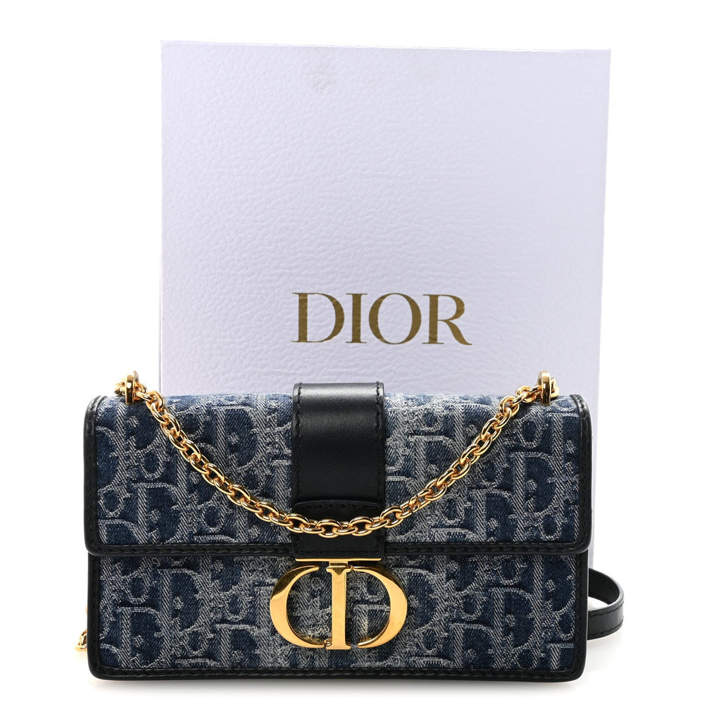 Christian Dior Denim Oblique 30 Montaigne East West Chain Flap Bag