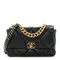 Chanel Goatskin Quilted Large Chanel 19 Flap Black