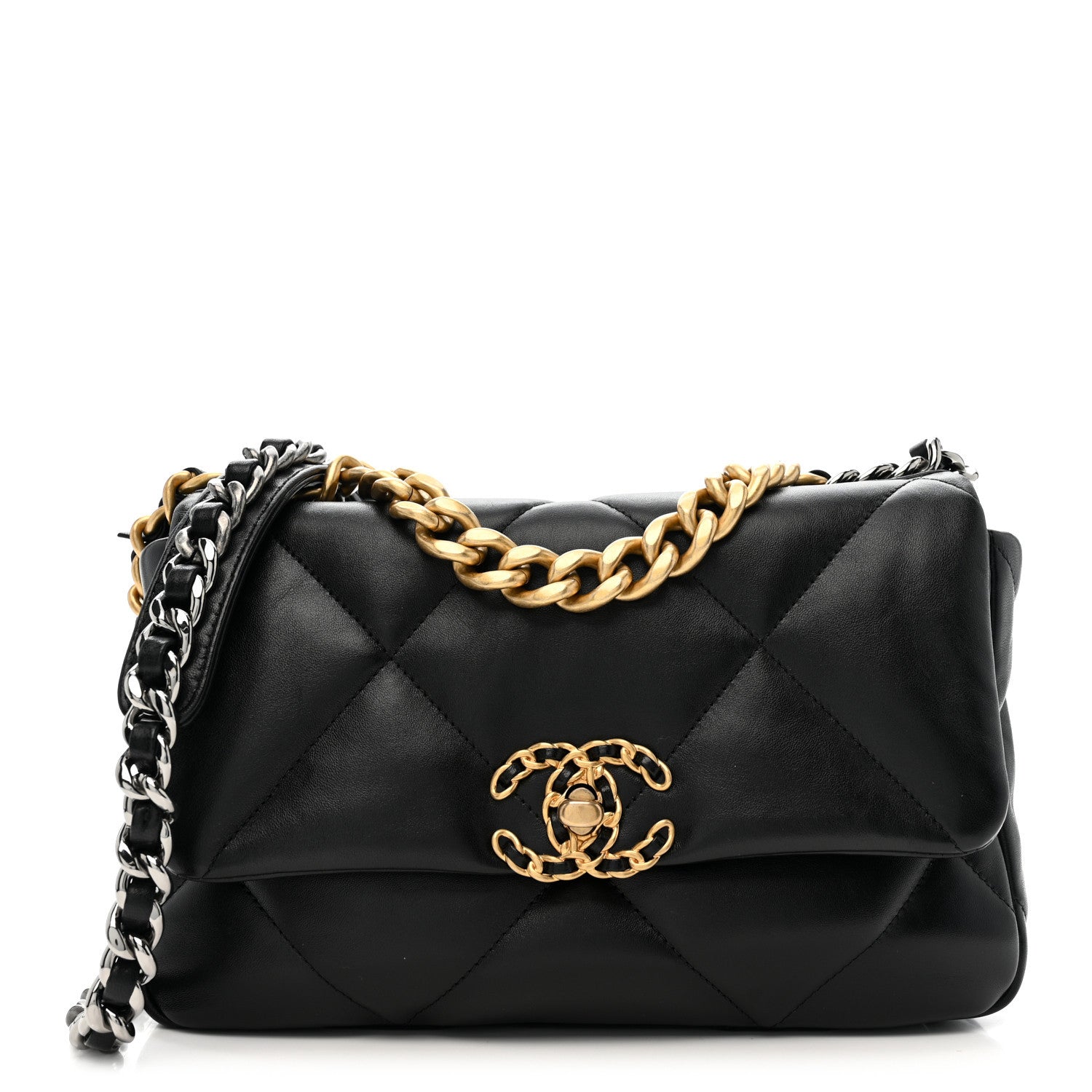 Chanel Lambskin Quilted Medium Chanel 19 Flap Black