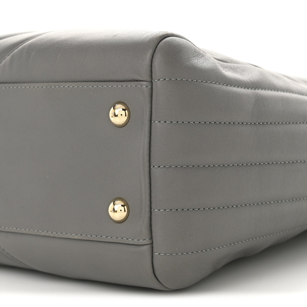 Chanel Calfskin Chevron Quilted Statement Shopping Tote Grey