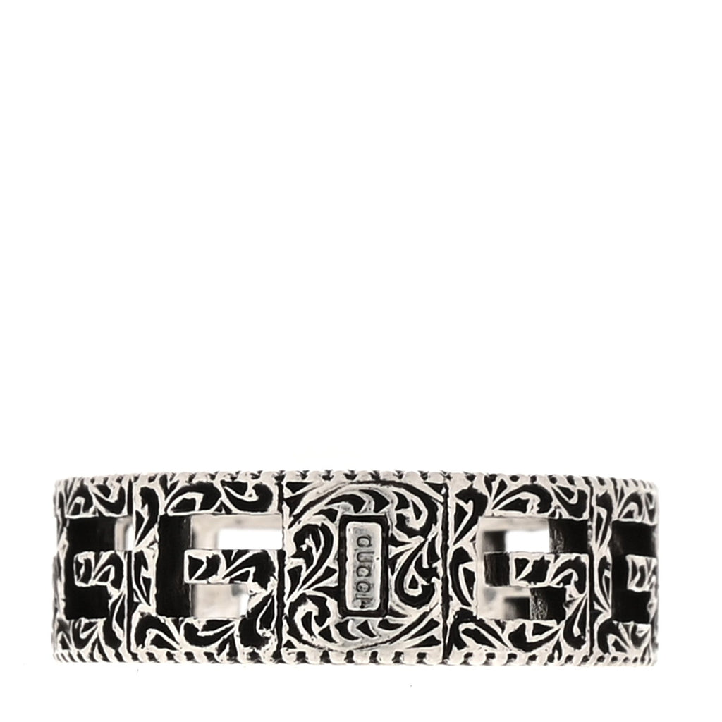 Gucci Sterling Silver Narrow Square G Band Ring 54 7