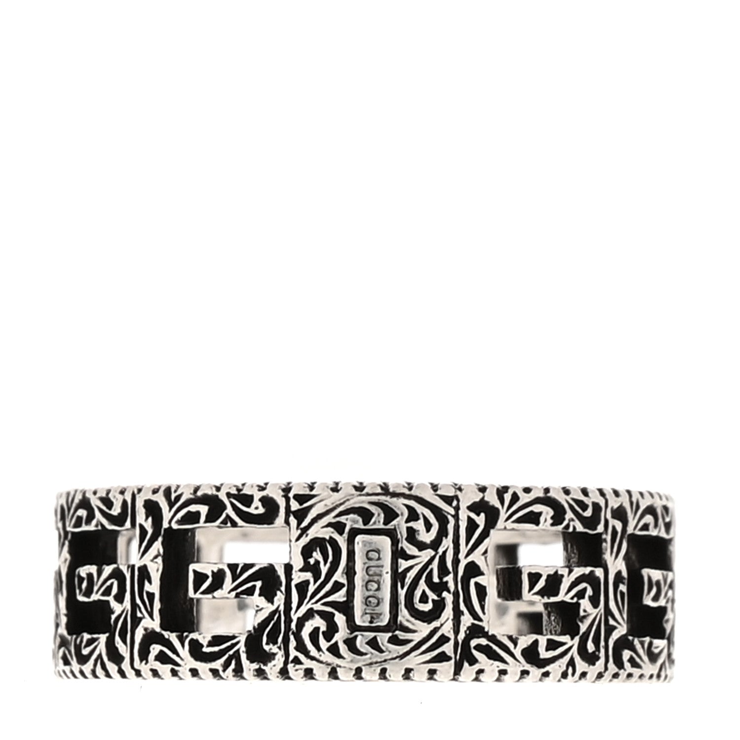 Gucci Sterling Silver Narrow Square G Band Ring 54 7