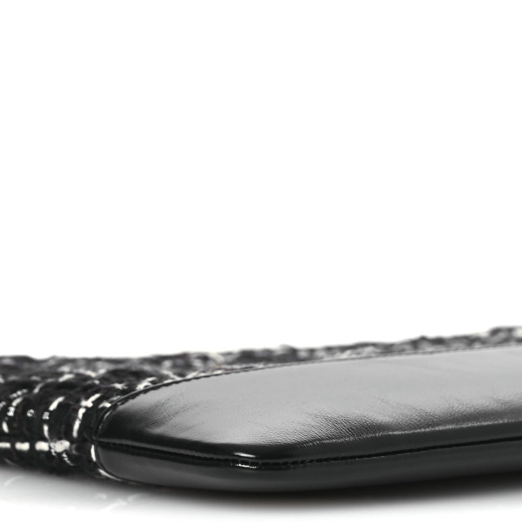 Chanel Tweed Calfskin Quilted Medium Cosmetic Pouch Black White
