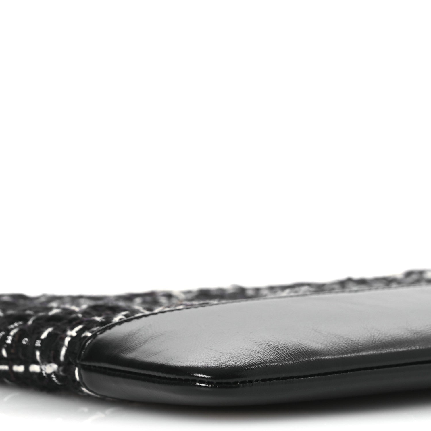 Chanel Tweed Calfskin Quilted Medium Cosmetic Pouch Black White
