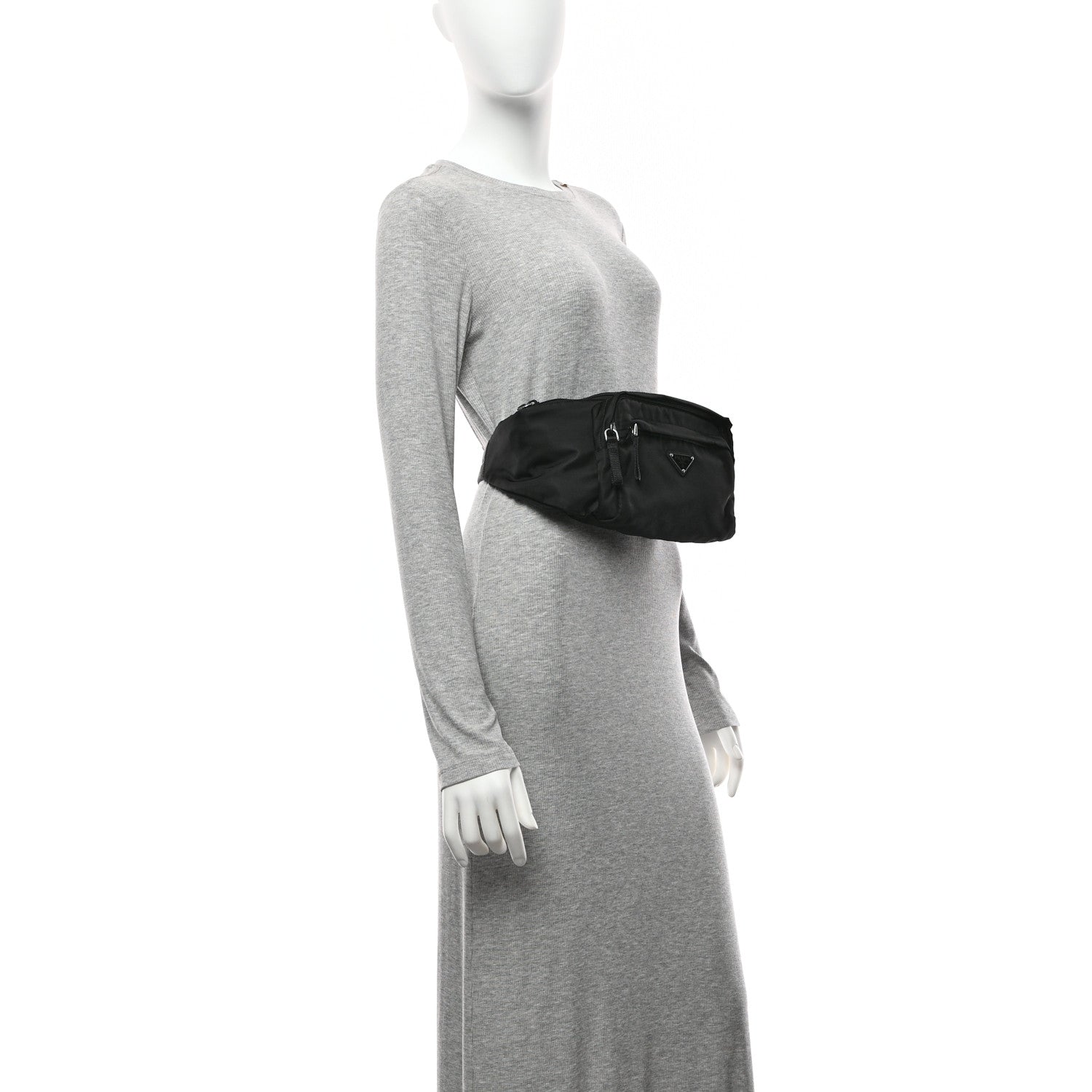 Prada Tessuto Nylon Double Pocket Belt Bag Black
