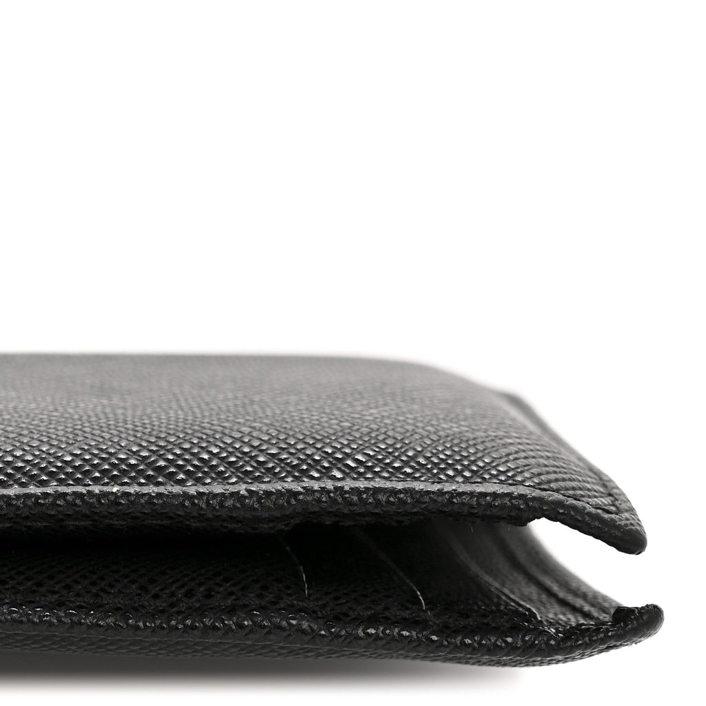 Prada Saffiano Triangle Card Holder Black
