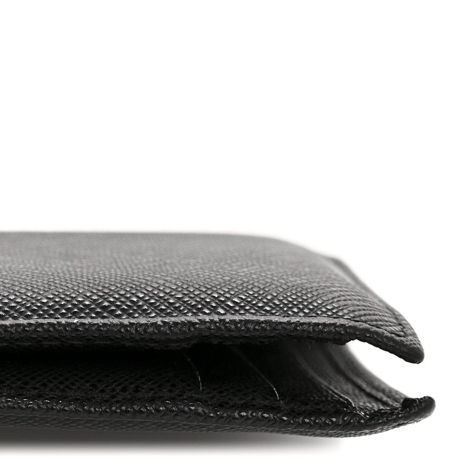 Prada Saffiano Triangle Card Holder Black