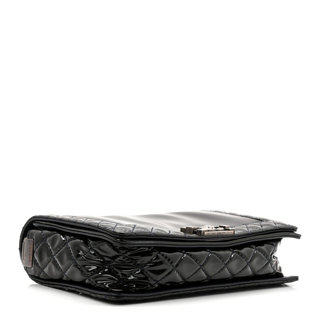 Chanel Patent New Medium Boy Reverso Flap Navy