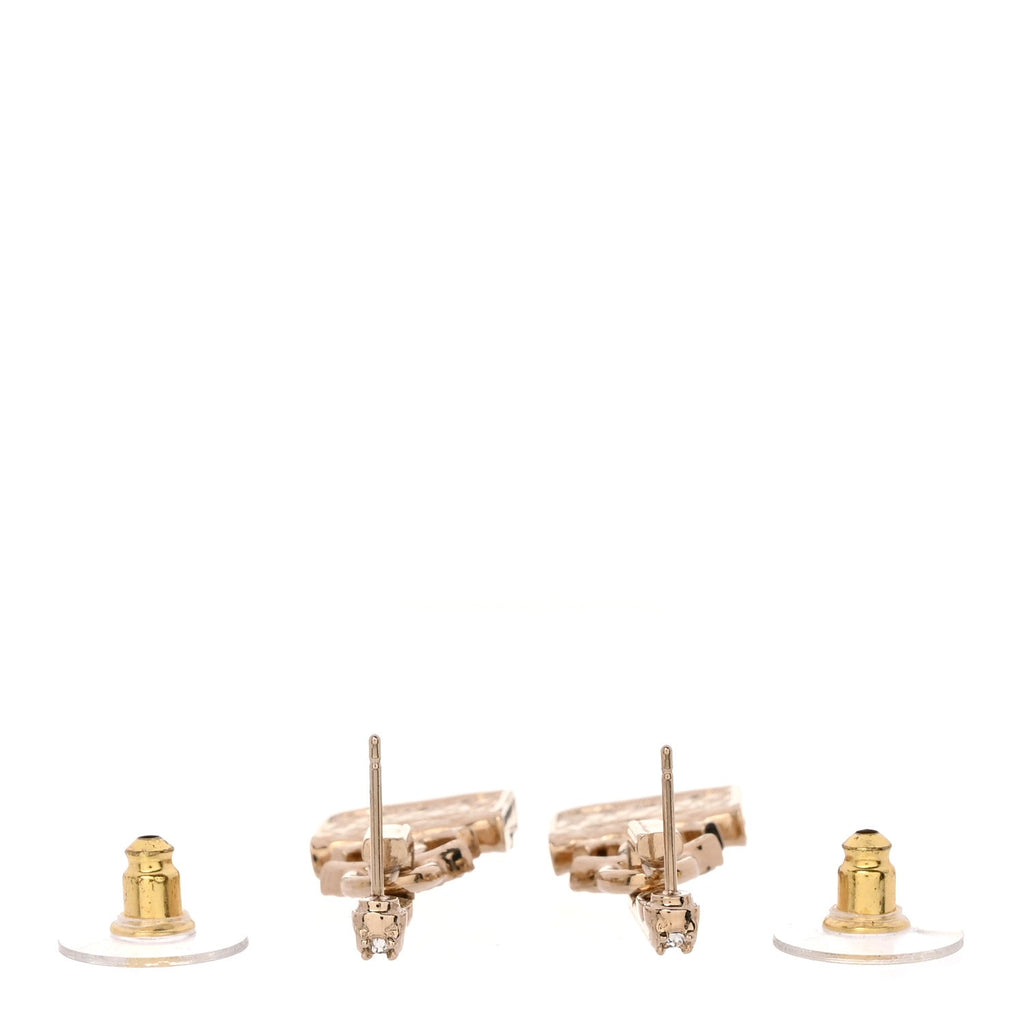 Crystal CC Quilted Flap Bag Drop Earrings Gold