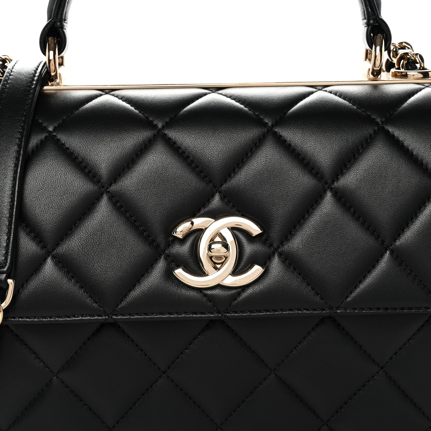 Chanel Lambskin Quilted Small Trendy CC Dual Handle Flap Bag Black