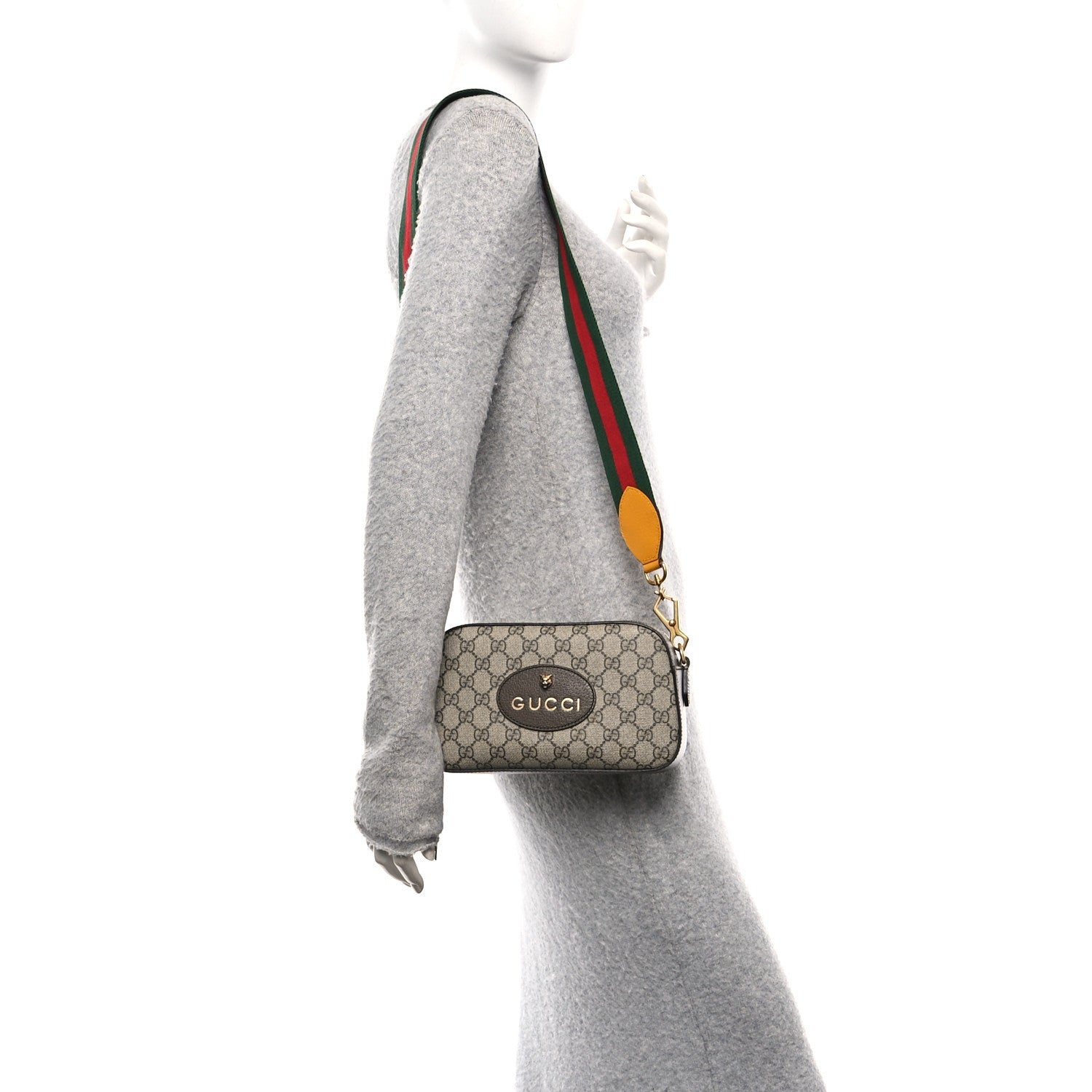 Gucci GG Supreme Monogram Web Neo Vintage Shoulder Bag Beige New Acero Crop