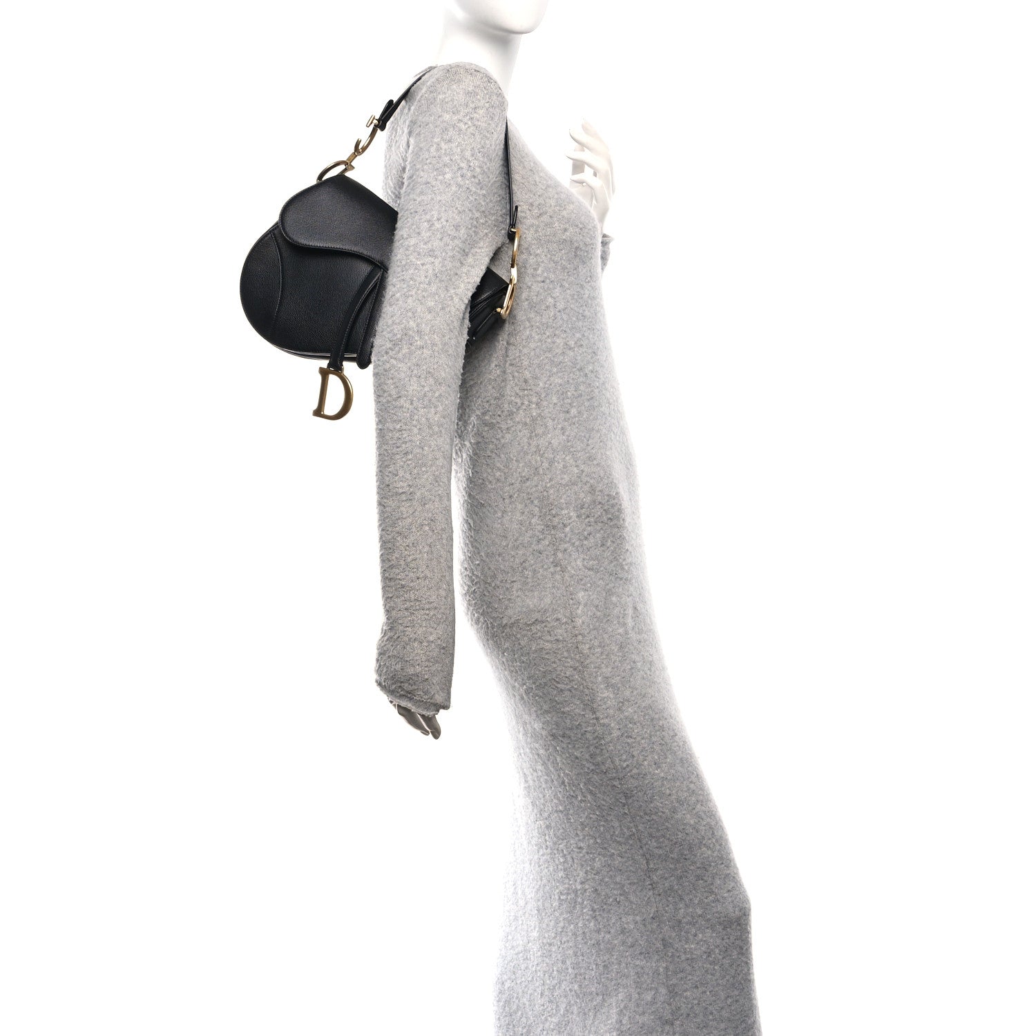 Christian Dior Grained Calfskin Saddle Bag Black