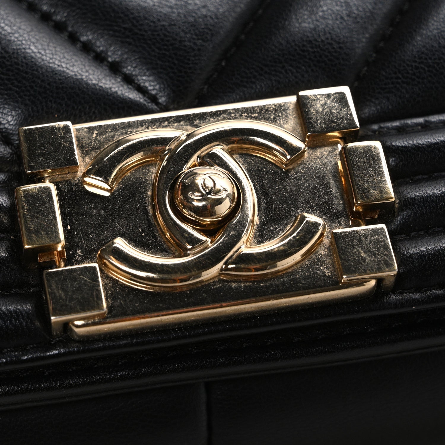 Chanel Calfskin Chevron Quilted Medium Boy Flap Black