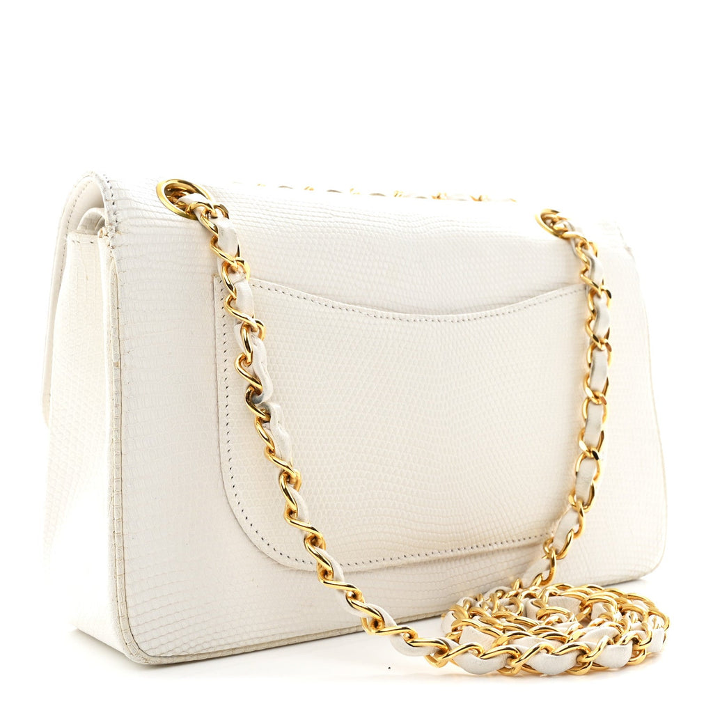 Chanel Lizard Small Double Flap White