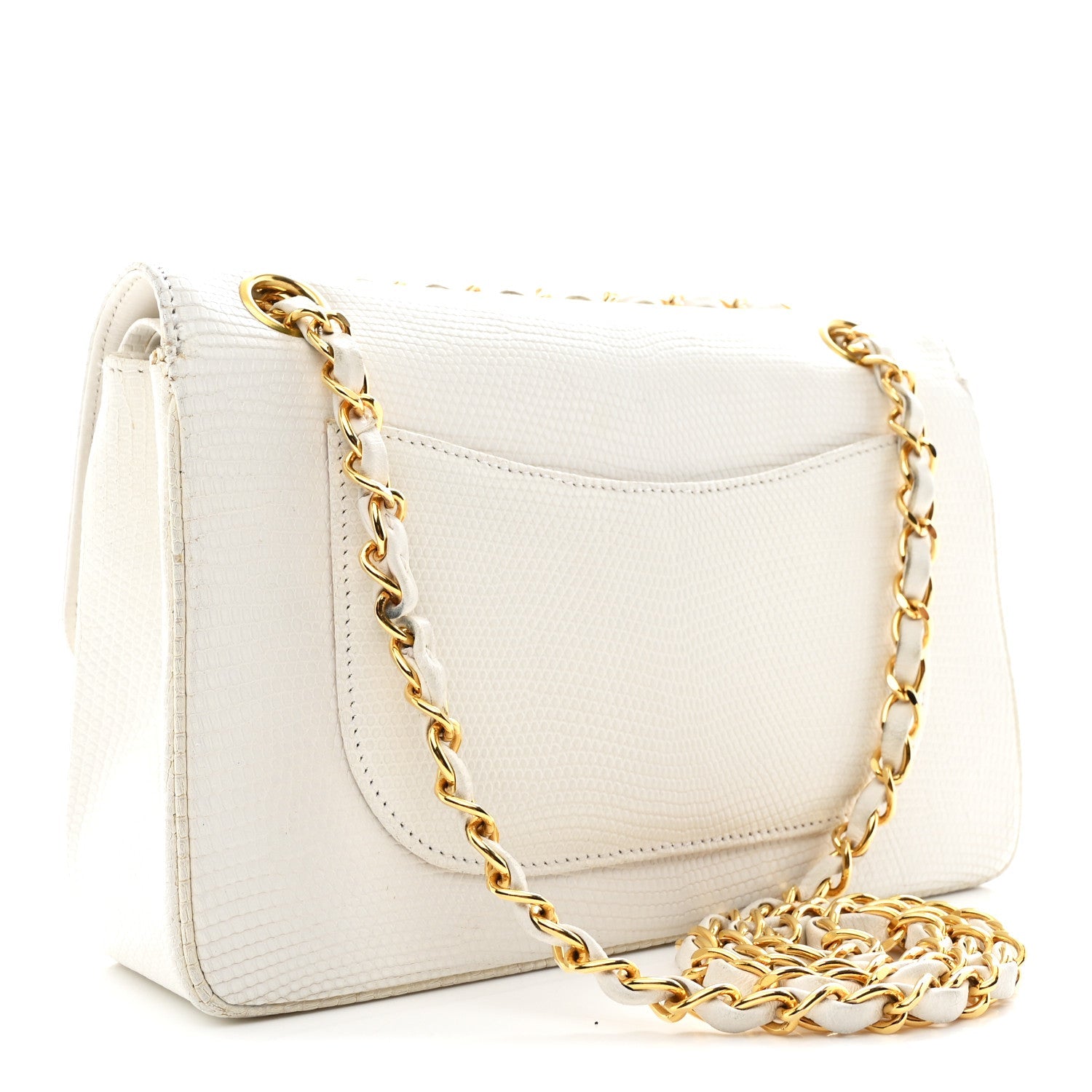 Chanel Lizard Small Double Flap White