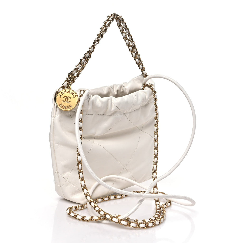 Chanel Shiny Calfskin Quilted Mini Chanel 22 White
