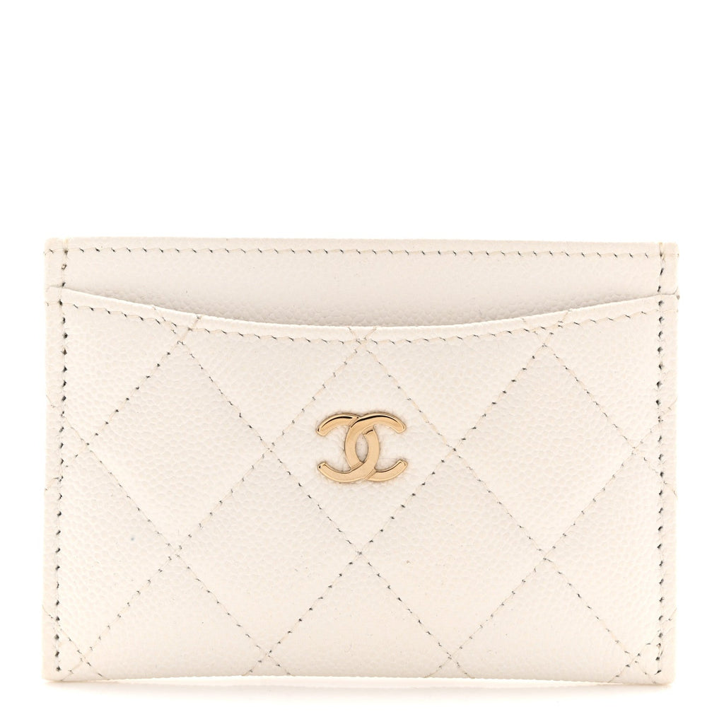 Caviar Quilted Card Holder White