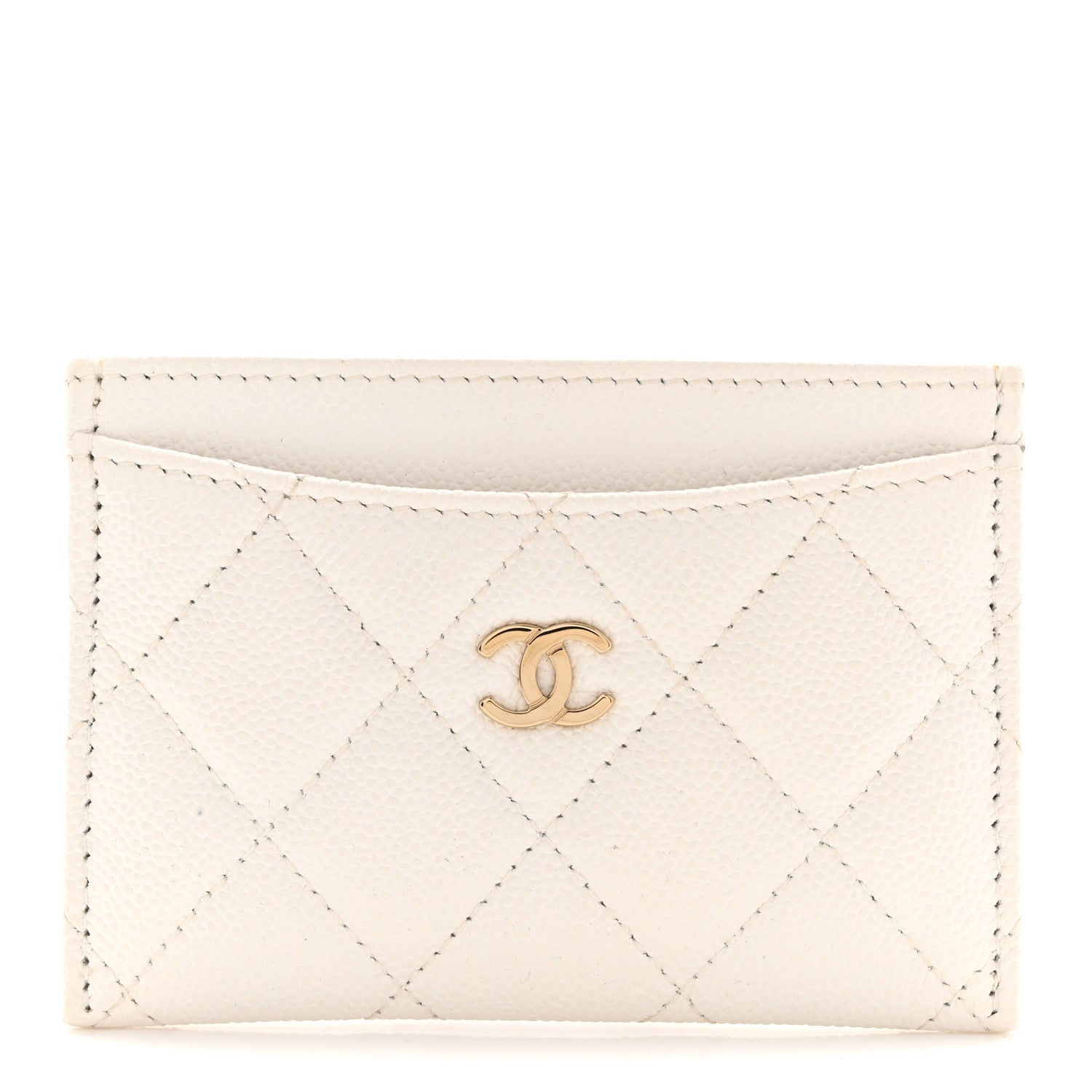 Caviar Quilted Card Holder White
