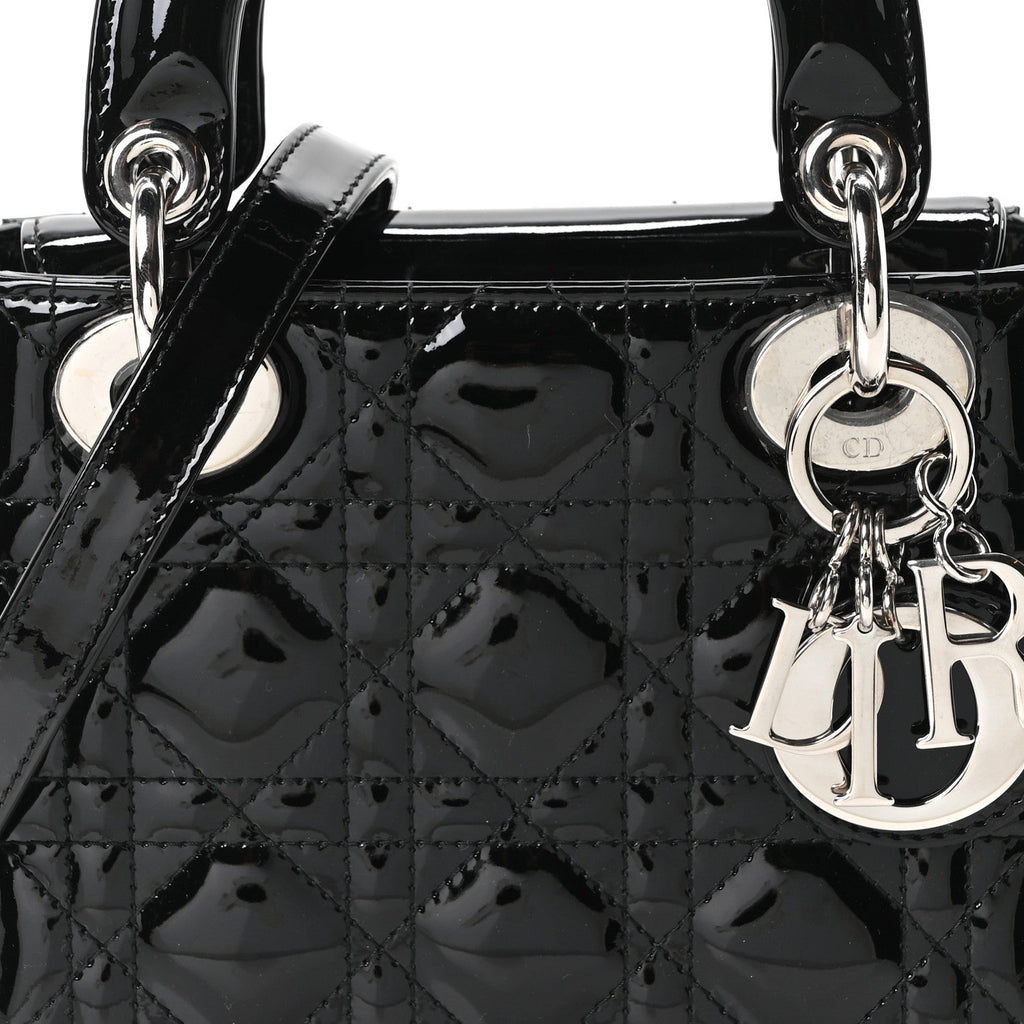 Christian Dior Patent Cannage Mini Lady Dior Black