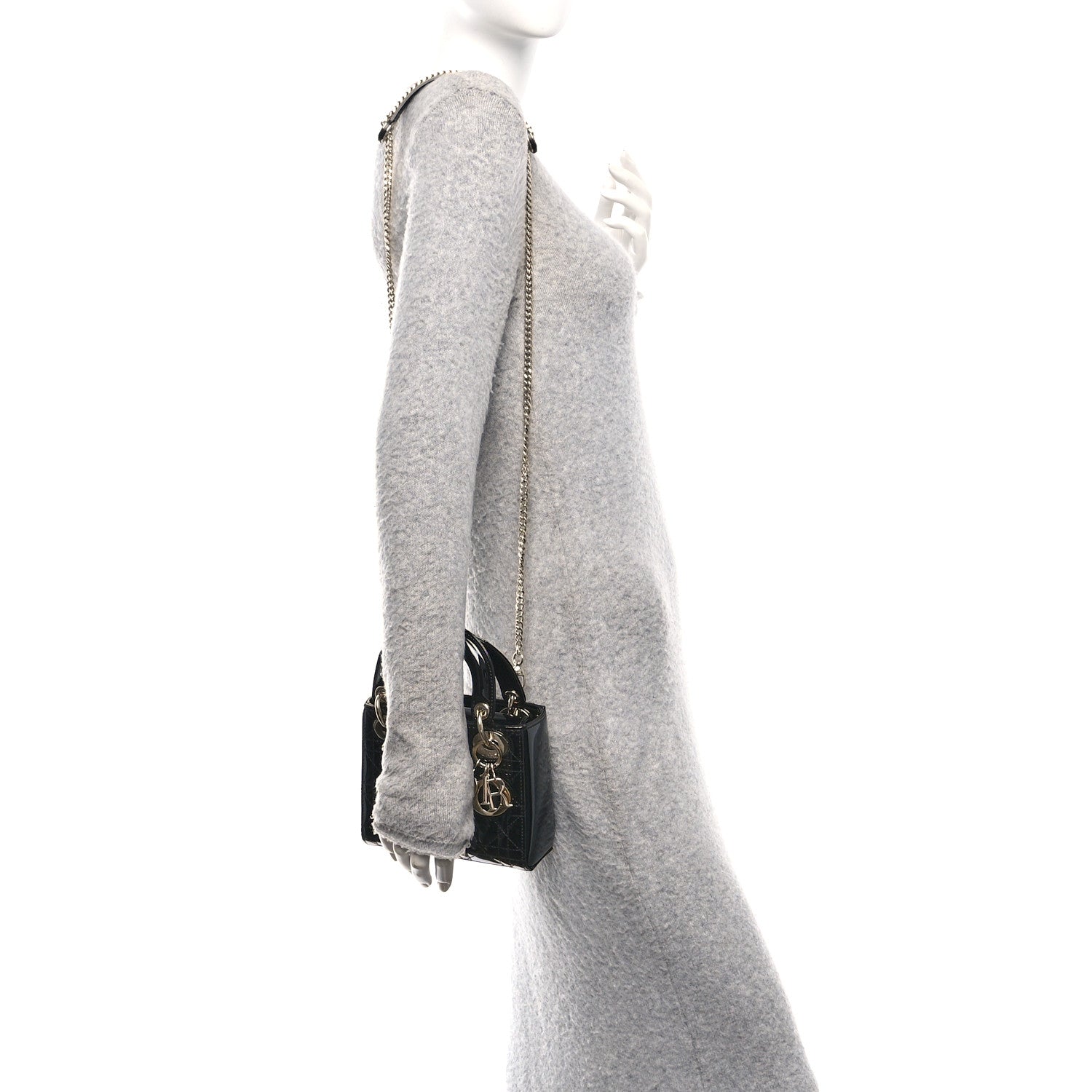 Christian Dior Patent Cannage Mini Lady Dior Black